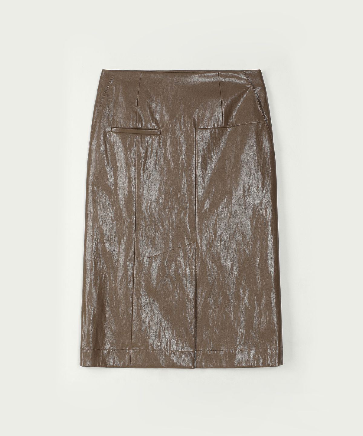 아위(AHWE) FAKE LEATHER H-LINE SKIRT_MOCHA