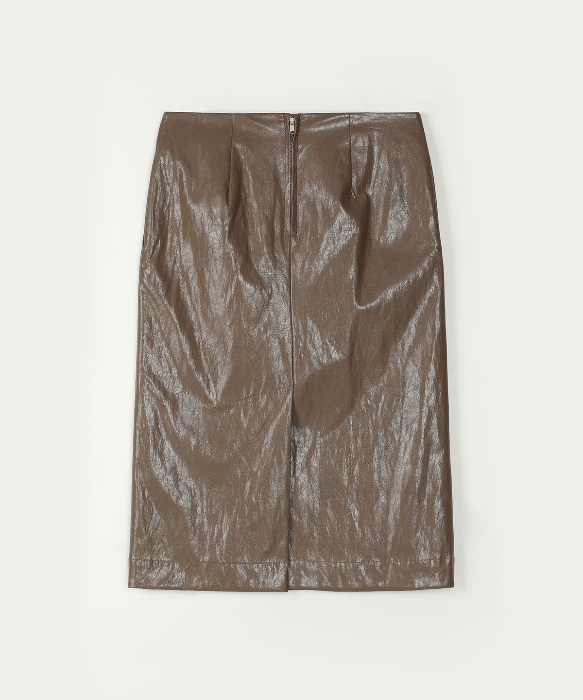 아위(AHWE) FAKE LEATHER H-LINE SKIRT_MOCHA