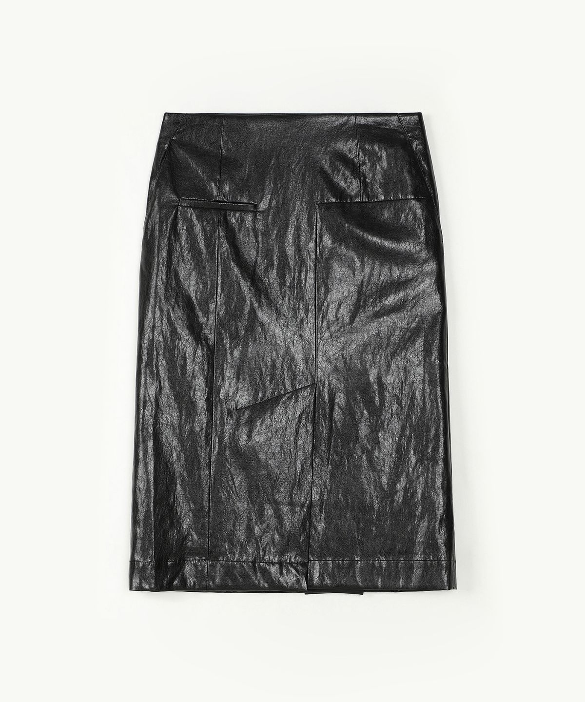 아위(AHWE) FAKE LEATHER H-LINE SKIRT_BLACK