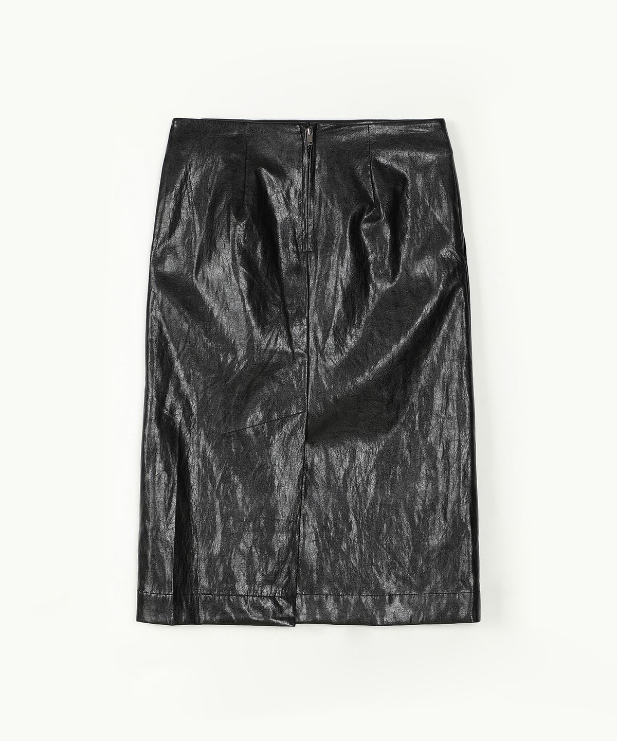 아위(AHWE) FAKE LEATHER H-LINE SKIRT_BLACK
