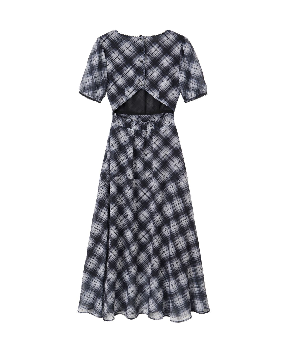 살롱 드 욘(SALON DE YOHN) Vintage Check Long Dress_ Black