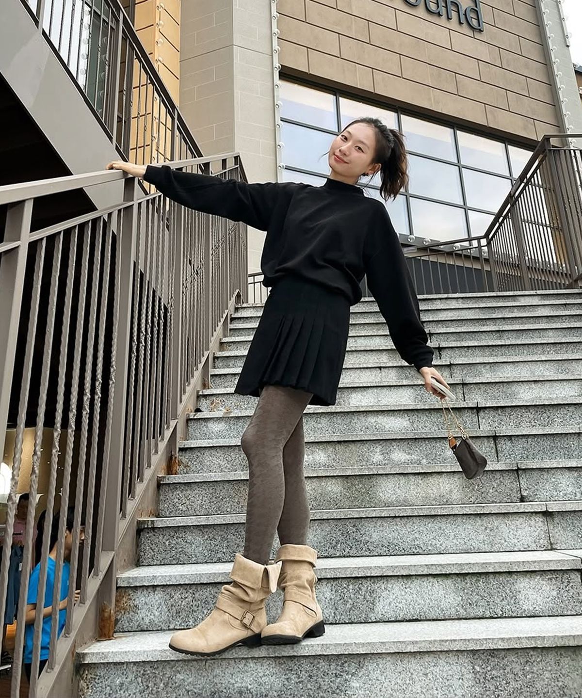 스트리트 스탠다드(STREET STANDARD) 워셔블 레이어 하프넥 니트 블랙