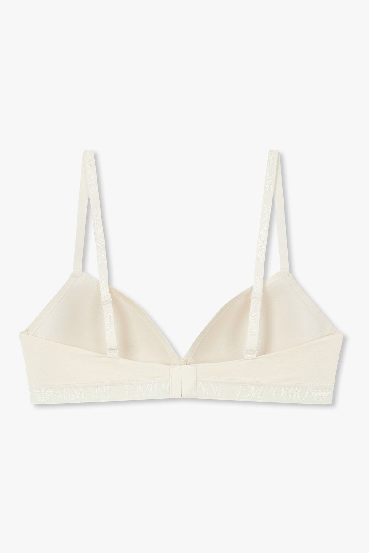 엠포리오 아르마니 언더웨어(EMPORIO ARMANI UNDERWEAR) 여성 샤이닝 로고 밴딩 패디드 트라이앵글 브라_아이보리 0825381540