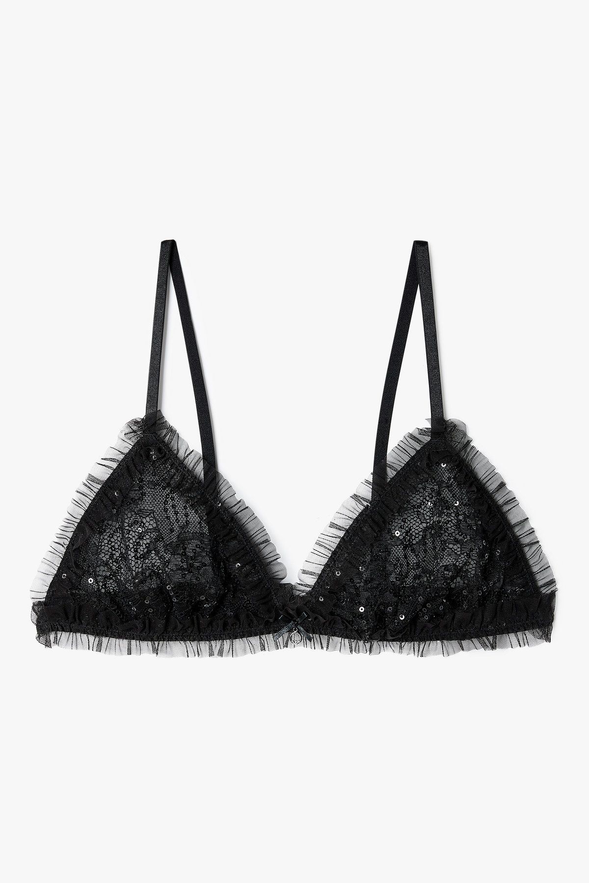 엠포리오 아르마니 언더웨어(EMPORIO ARMANI UNDERWEAR) 여성 시퀸 자카드 트라이앵글 브라_블랙 0825381534