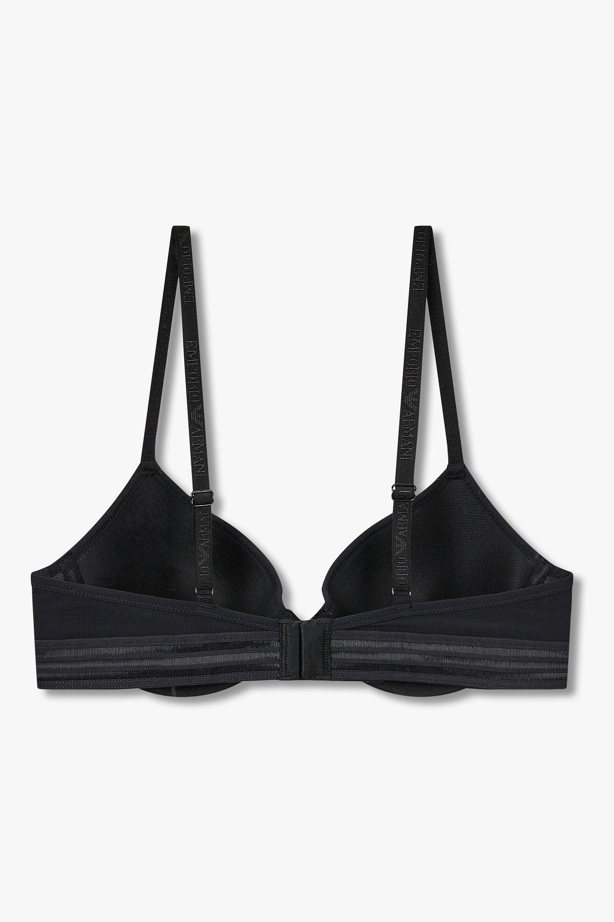 엠포리오 아르마니 언더웨어(EMPORIO ARMANI UNDERWEAR) 여성 스트라이프 밴딩 리브드 컨투어 브라_블랙 0825384520