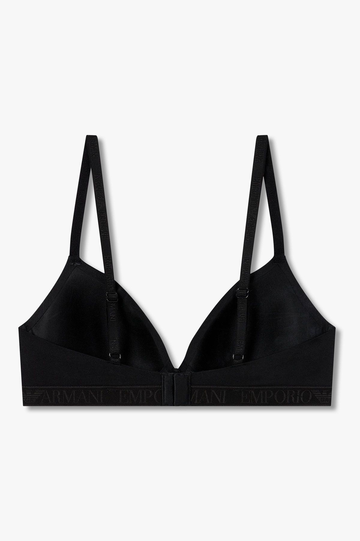 엠포리오 아르마니 언더웨어(EMPORIO ARMANI UNDERWEAR) 여성 로고 트림 패디드 트라이앵글 브라_블랙 0825381543