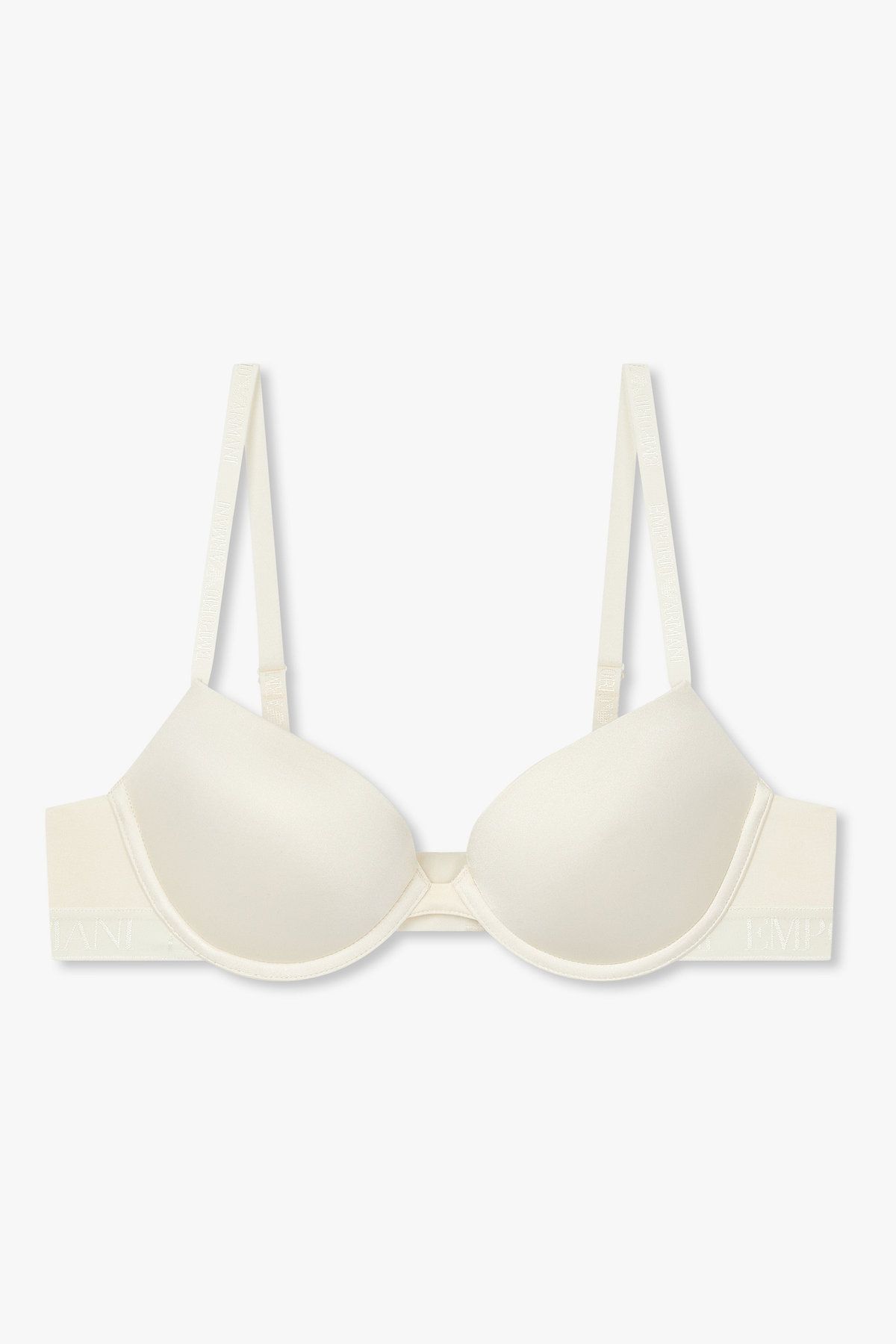 엠포리오 아르마니 언더웨어(EMPORIO ARMANI UNDERWEAR) 여성 샤이닝 로고 밴딩 푸쉬업 브라_아이보리 0825385508