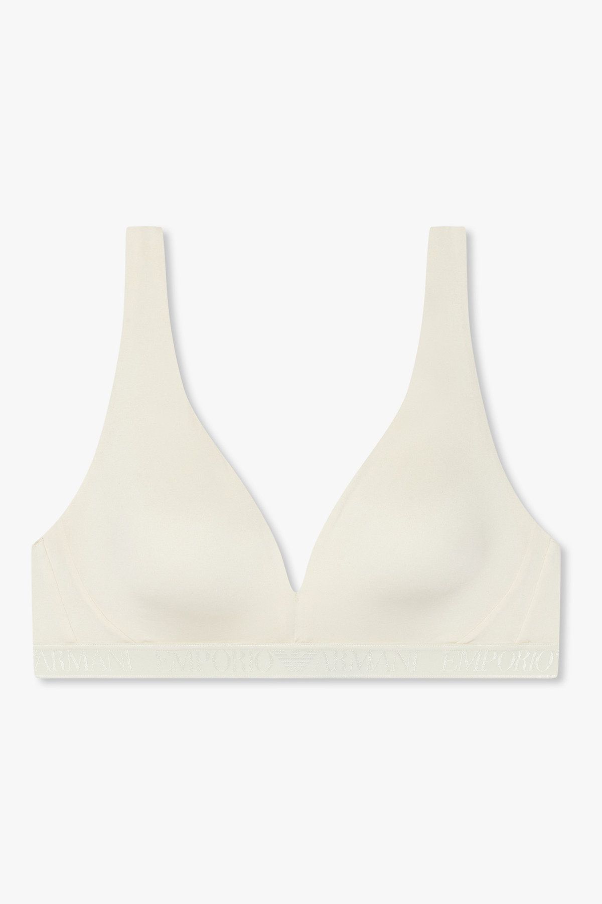 엠포리오 아르마니 언더웨어(EMPORIO ARMANI UNDERWEAR) 여성 샤이닝 로고 밴딩 리무버블 패드 브라렛 브라_아이보리 0825381508