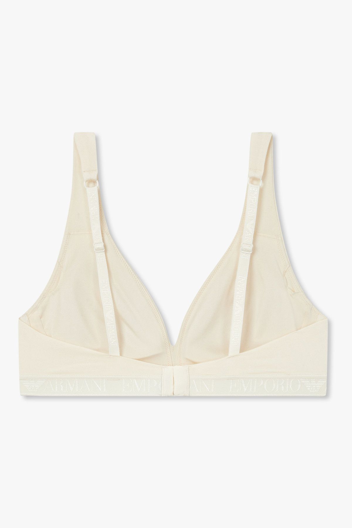 엠포리오 아르마니 언더웨어(EMPORIO ARMANI UNDERWEAR) 여성 샤이닝 로고 밴딩 리무버블 패드 브라렛 브라_아이보리 0825381508