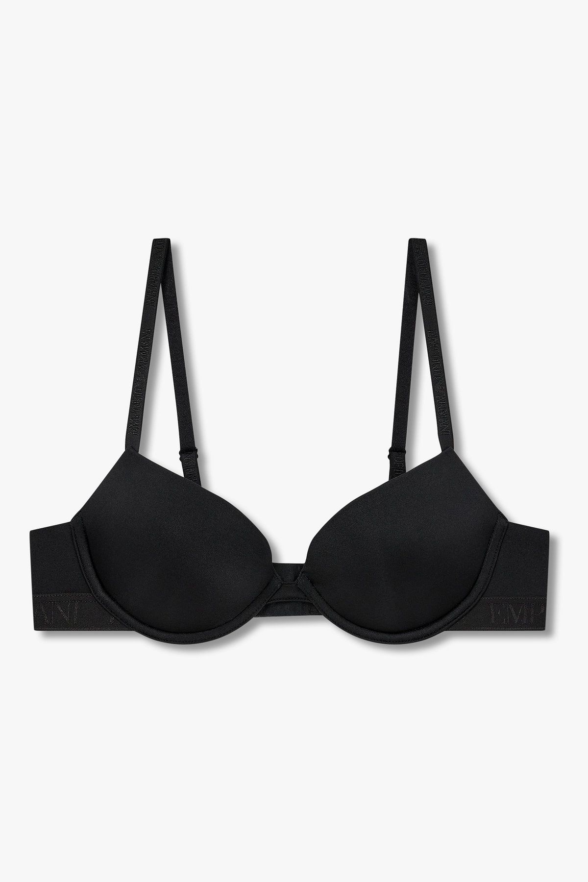 엠포리오 아르마니 언더웨어(EMPORIO ARMANI UNDERWEAR) 여성 샤이닝 로고 밴딩 푸쉬업 브라_블랙 0825385511
