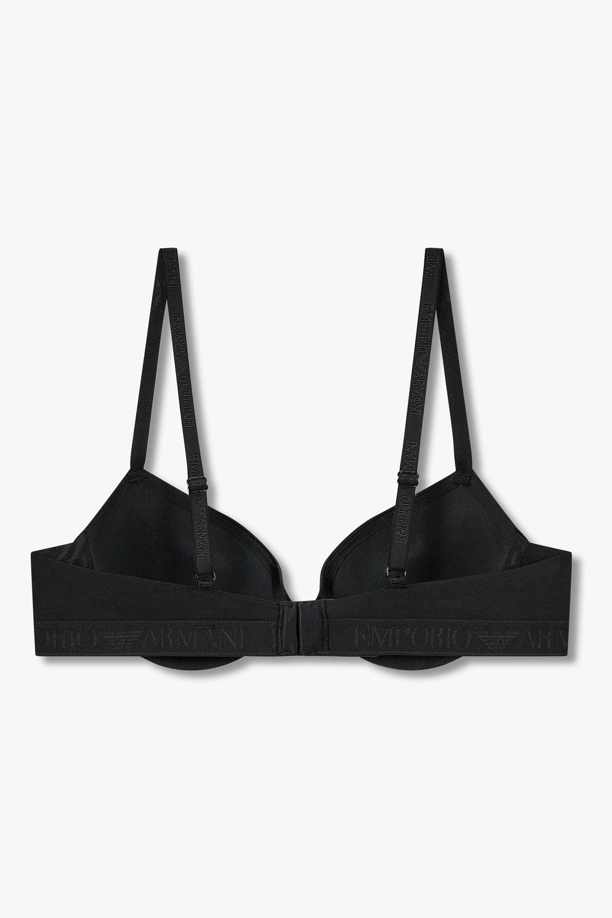 엠포리오 아르마니 언더웨어(EMPORIO ARMANI UNDERWEAR) 여성 샤이닝 로고 밴딩 푸쉬업 브라_블랙 0825385511