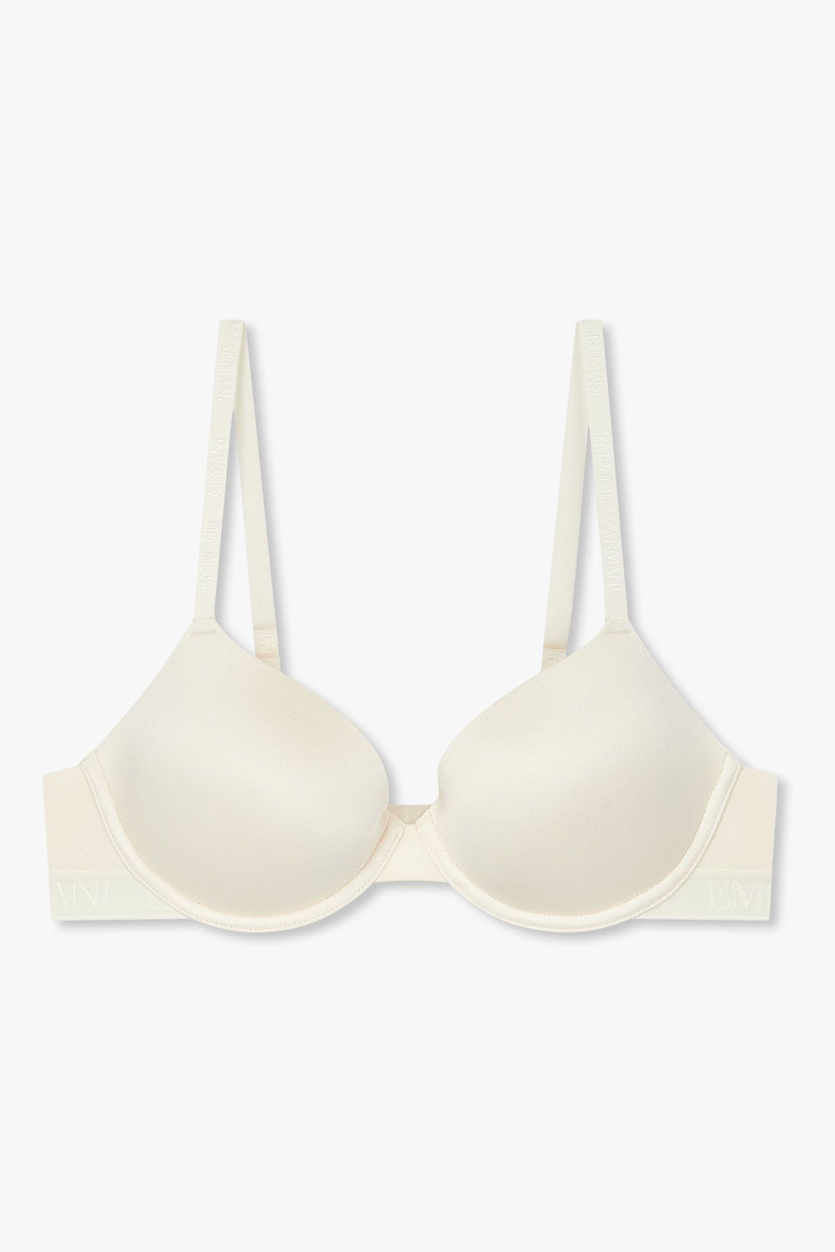 엠포리오 아르마니 언더웨어(EMPORIO ARMANI UNDERWEAR) 여성 샤이닝 로고 밴딩 컨투어 브라_아이보리 0825384508