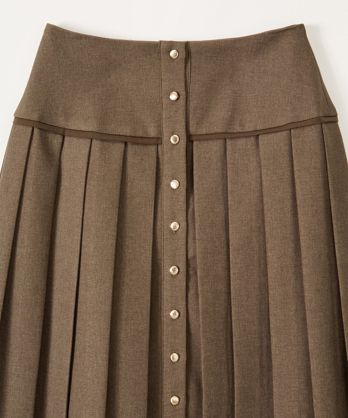 살롱 드 욘(SALON DE YOHN) Classic Button Pleated Skirt_ Brown