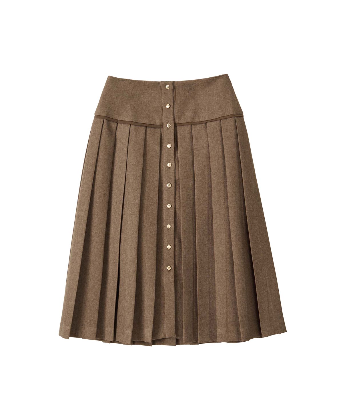살롱 드 욘(SALON DE YOHN) Classic Button Pleated Skirt_ Brown