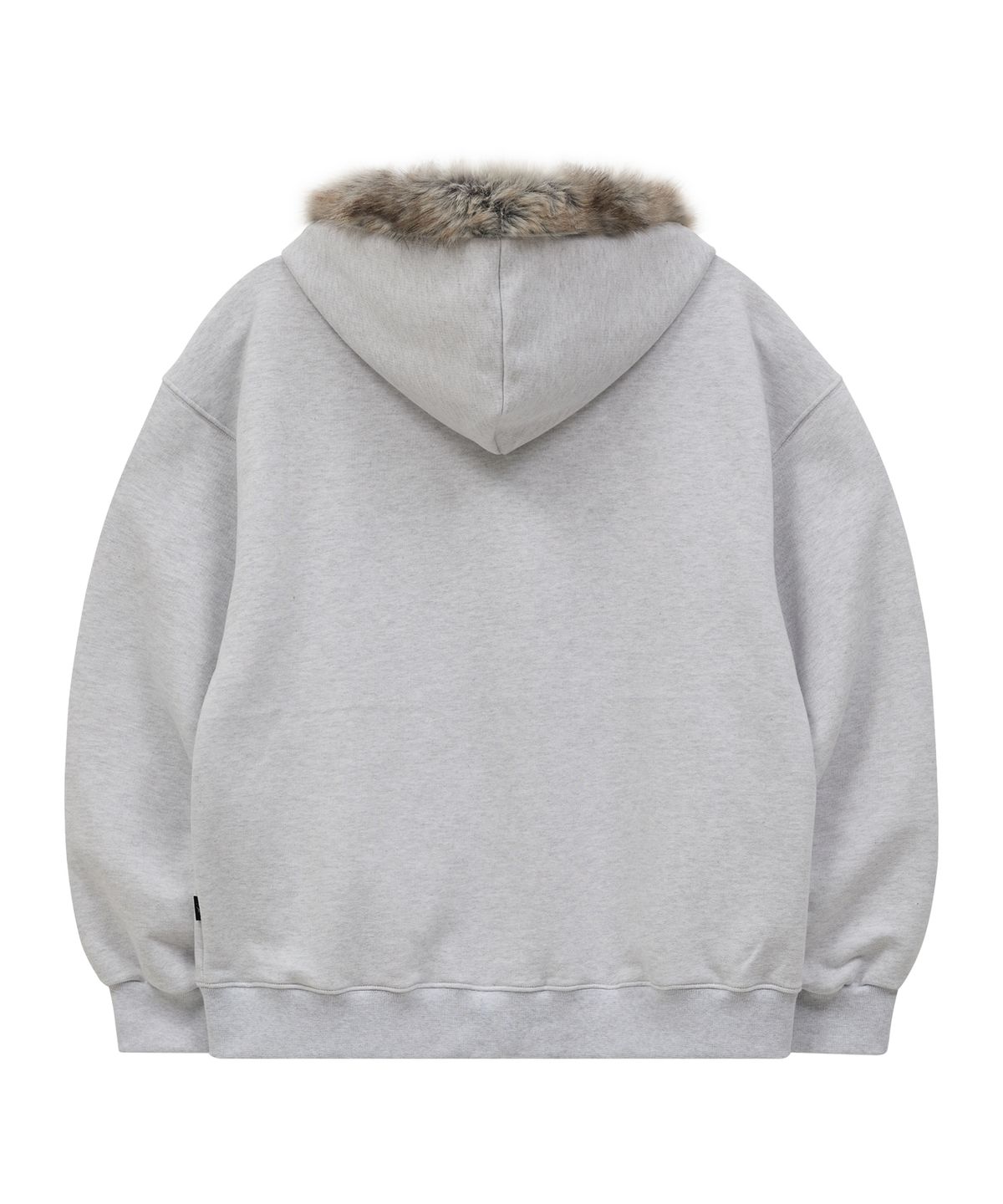 후드후드(HOODHOOD) 클로버 아플리케 퍼 후드 집업 멜란지화이트