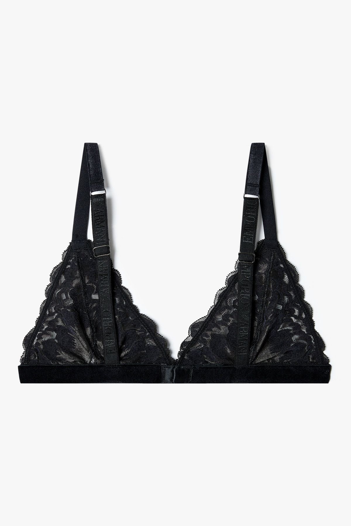 엠포리오 아르마니 언더웨어(EMPORIO ARMANI UNDERWEAR) 여성 벨루어 패치 자카드 트라이앵글 브라_블랙 0825381530