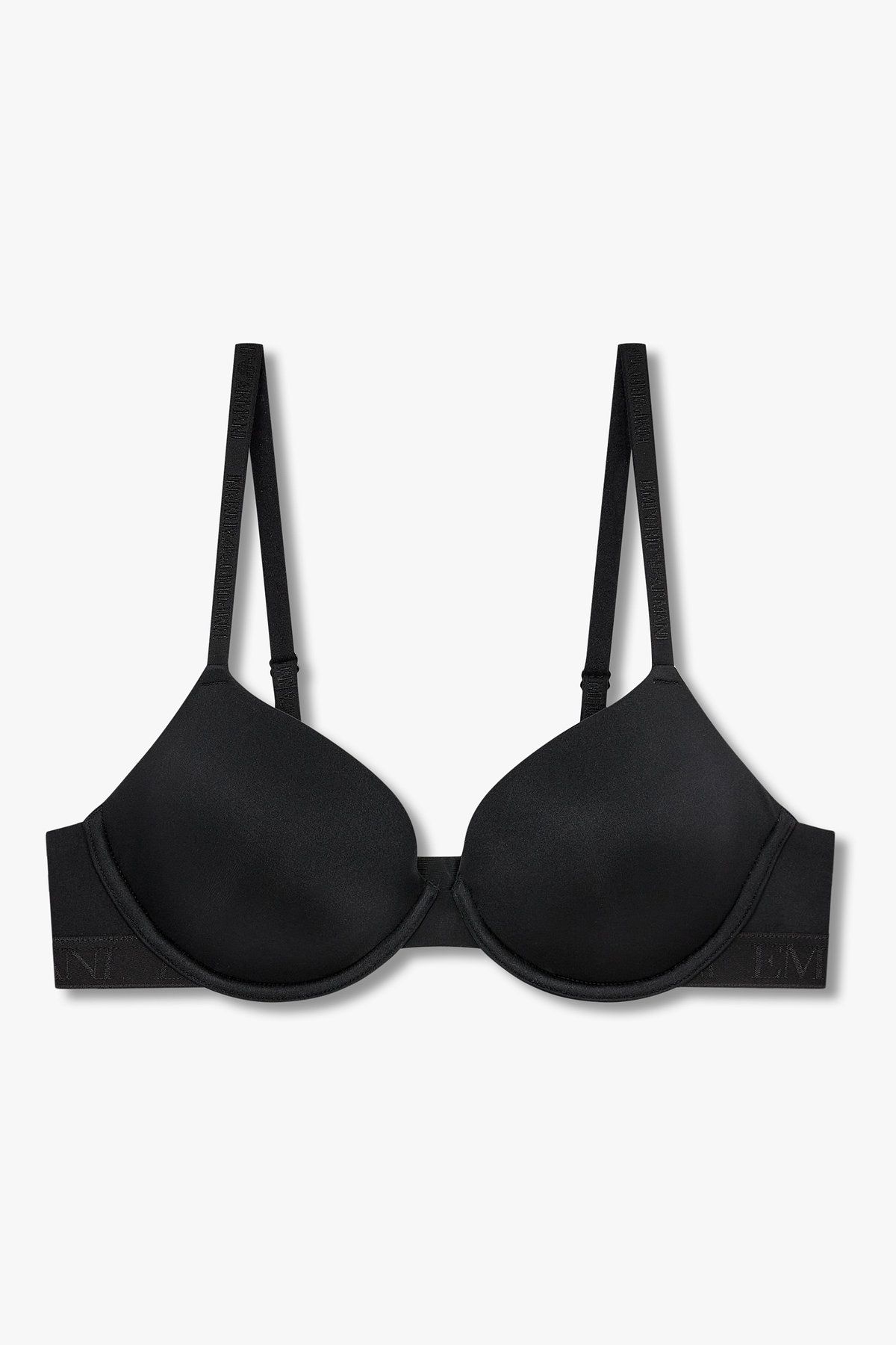 엠포리오 아르마니 언더웨어(EMPORIO ARMANI UNDERWEAR) 여성 샤이닝 로고 밴딩 컨투어 브라_블랙 0825384511