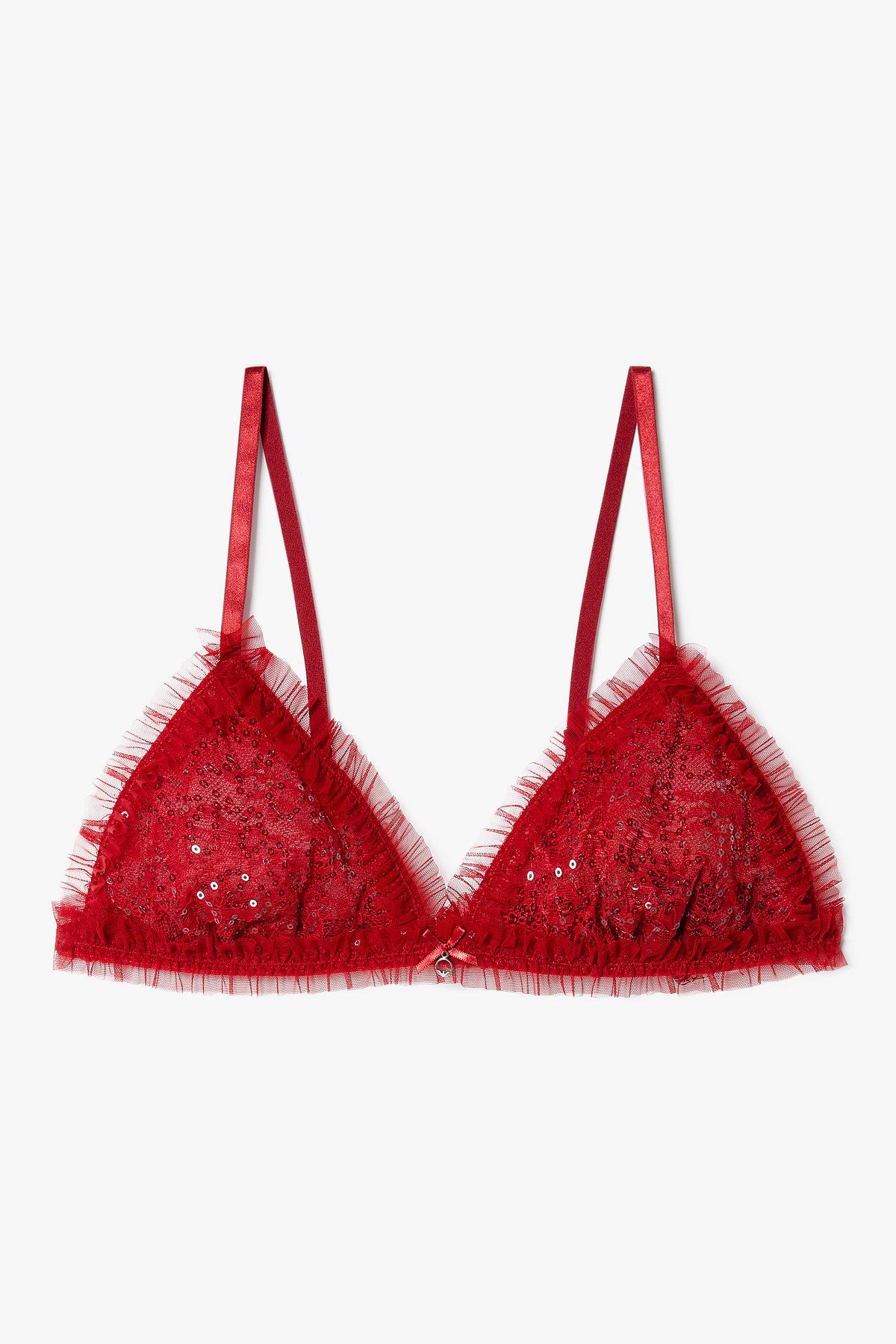 엠포리오 아르마니 언더웨어(EMPORIO ARMANI UNDERWEAR) 여성 시퀸 자카드 트라이앵글 브라_레드 0825381533
