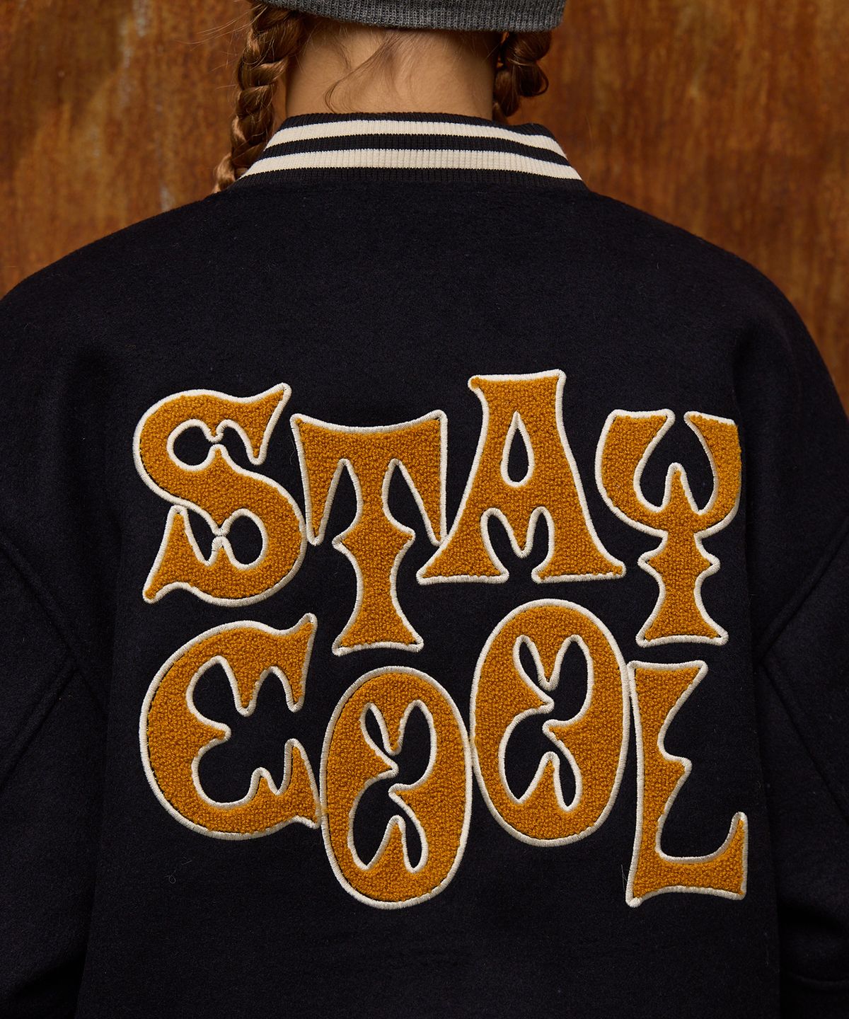 후드후드(HOODHOOD) STAY COOL 바시티 자켓 네이비