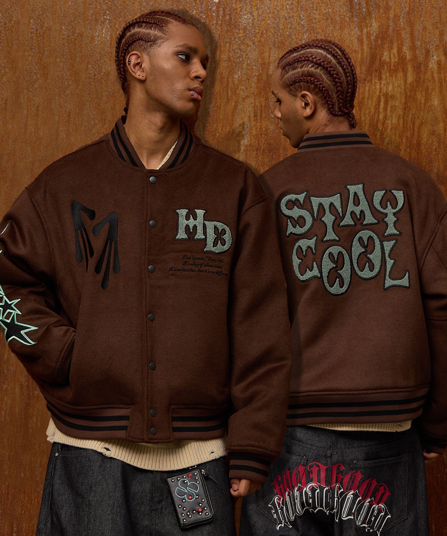 MUSINSA公式 | HOODHOOD STAY COOL バーシティジャケット ブラウン