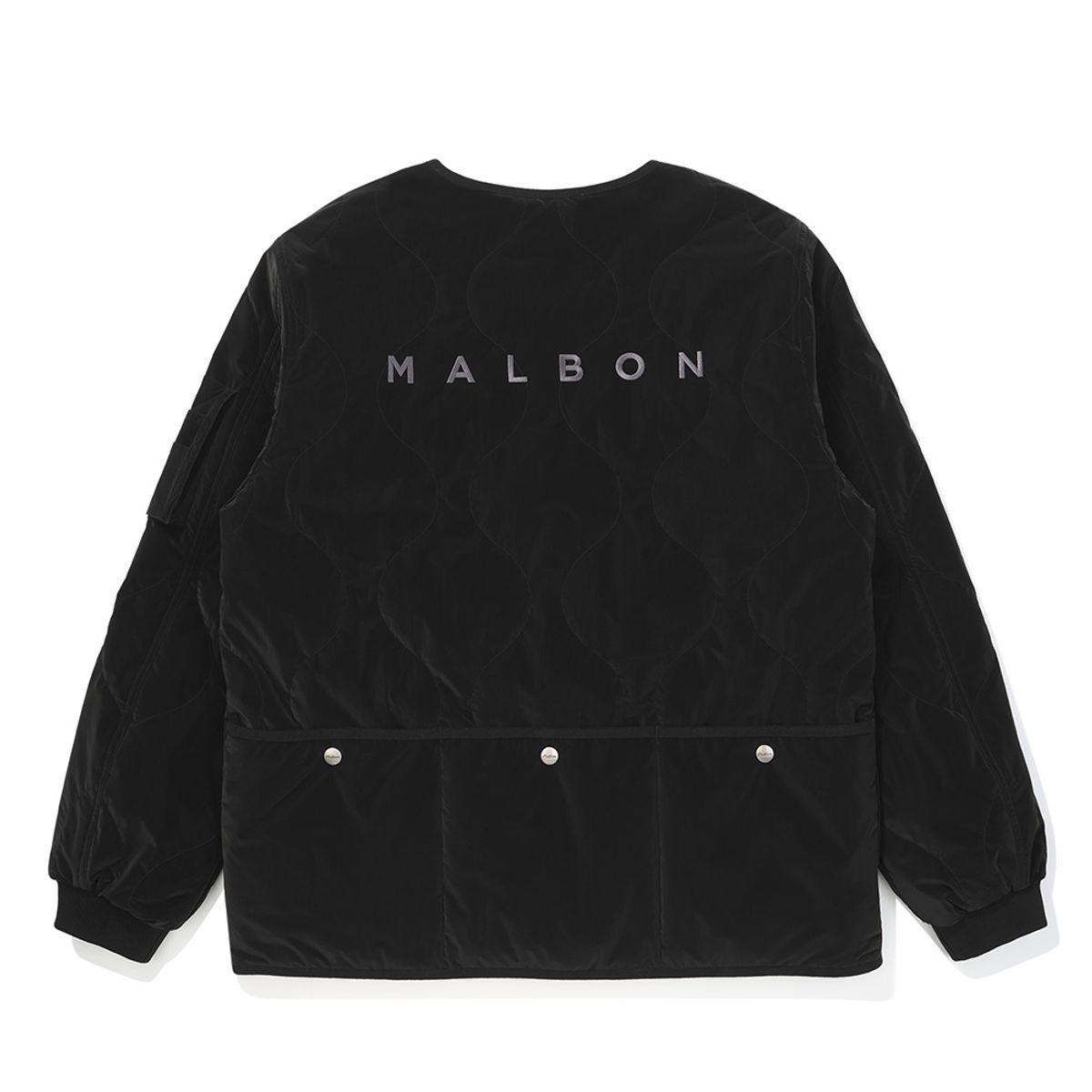 말본 골프(MALBON GOLF) 와펜 포인트 퀄팅 패딩 자켓 BLACK