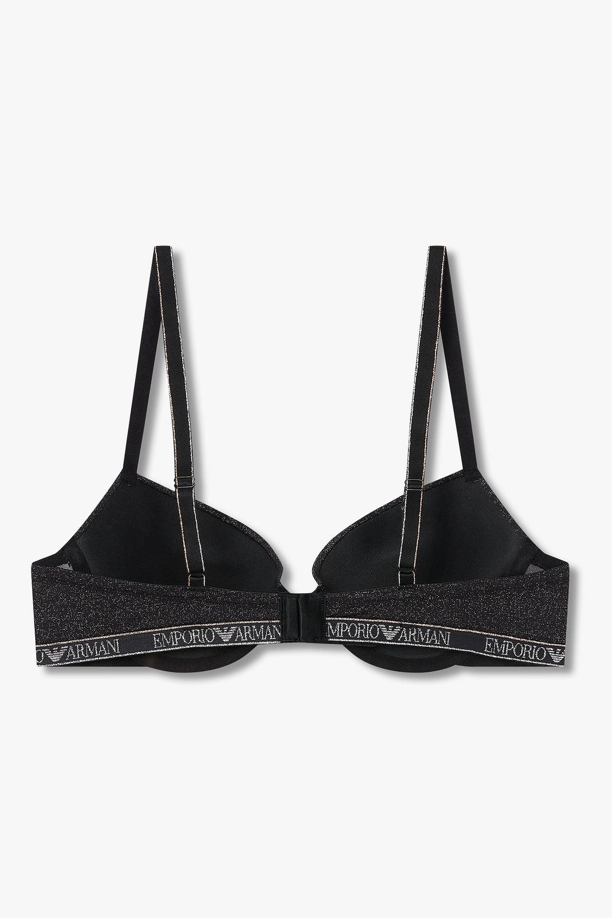엠포리오 아르마니 언더웨어(EMPORIO ARMANI UNDERWEAR) 여성 메탈릭 로고 밴딩 푸쉬업 브라_블랙 0825385532