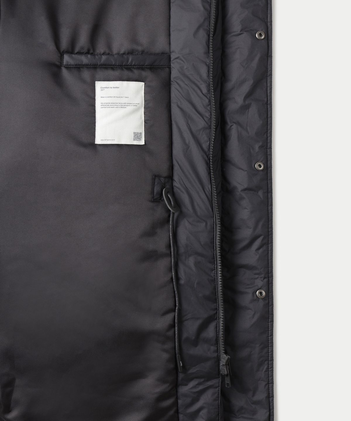 247시리즈(247SERIES) TORAY 프리마로프트 패디드 멕시 핏 코트 BLACK