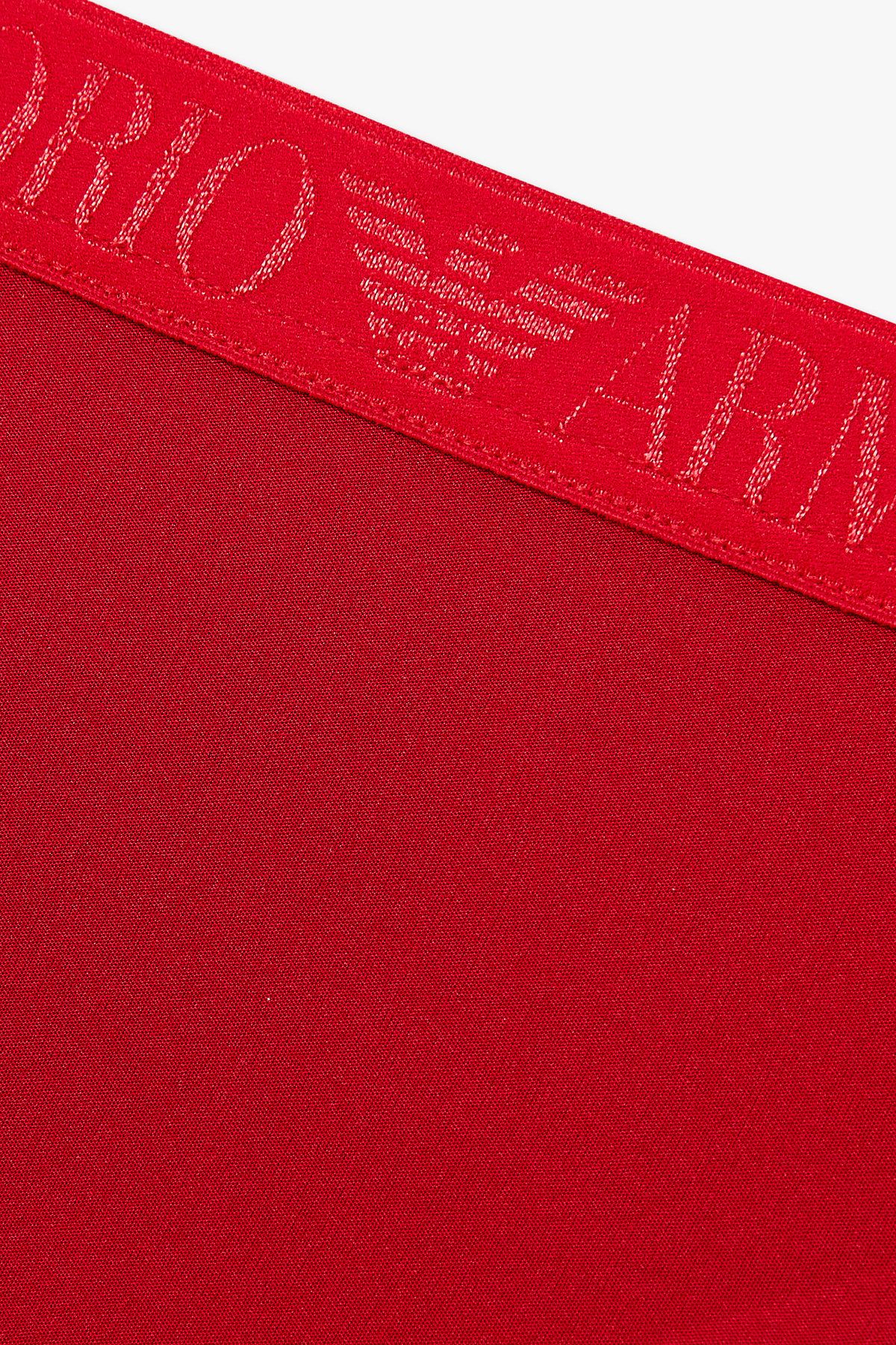 엠포리오 아르마니 언더웨어(EMPORIO ARMANI UNDERWEAR) 여성 샤이닝 로고 밴딩 티팬티_레드 0825310510