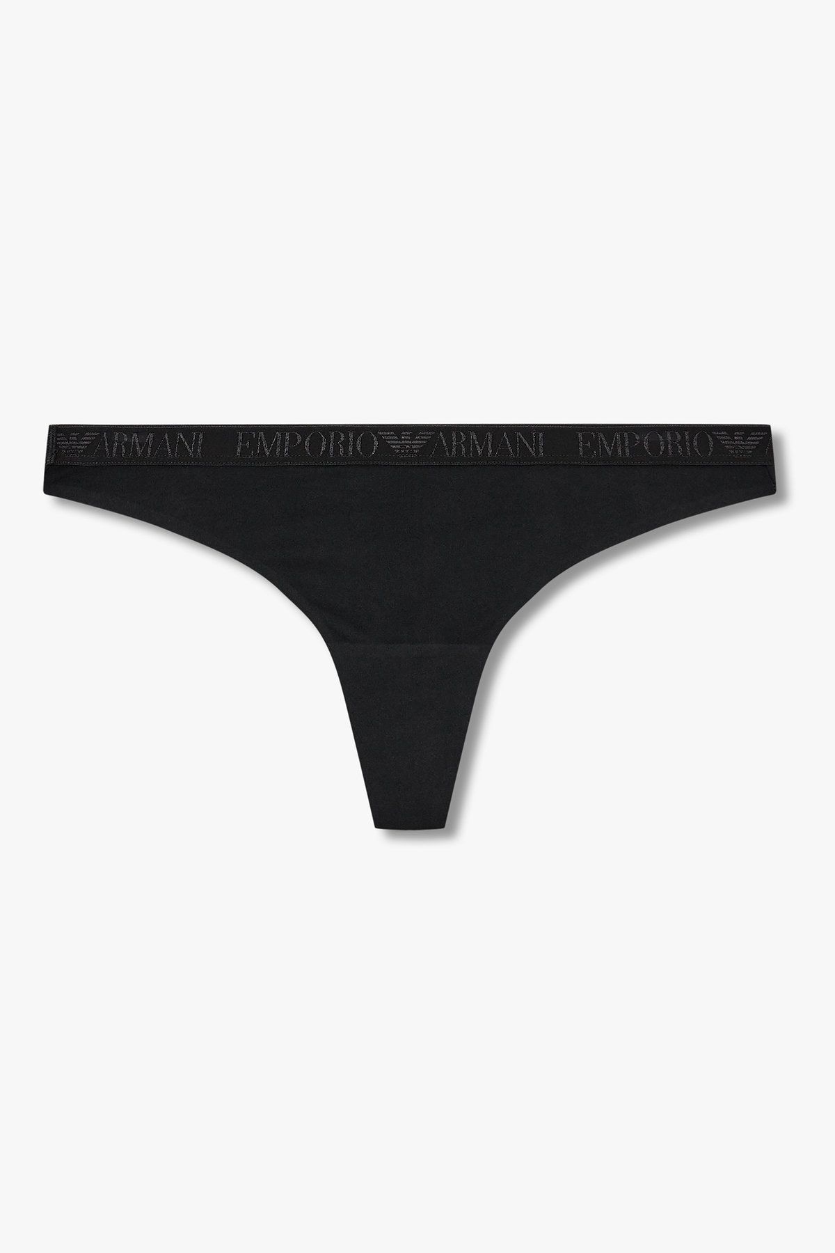 엠포리오 아르마니 언더웨어(EMPORIO ARMANI UNDERWEAR) 여성 샤이닝 로고 밴딩 티팬티_블랙 0825310511