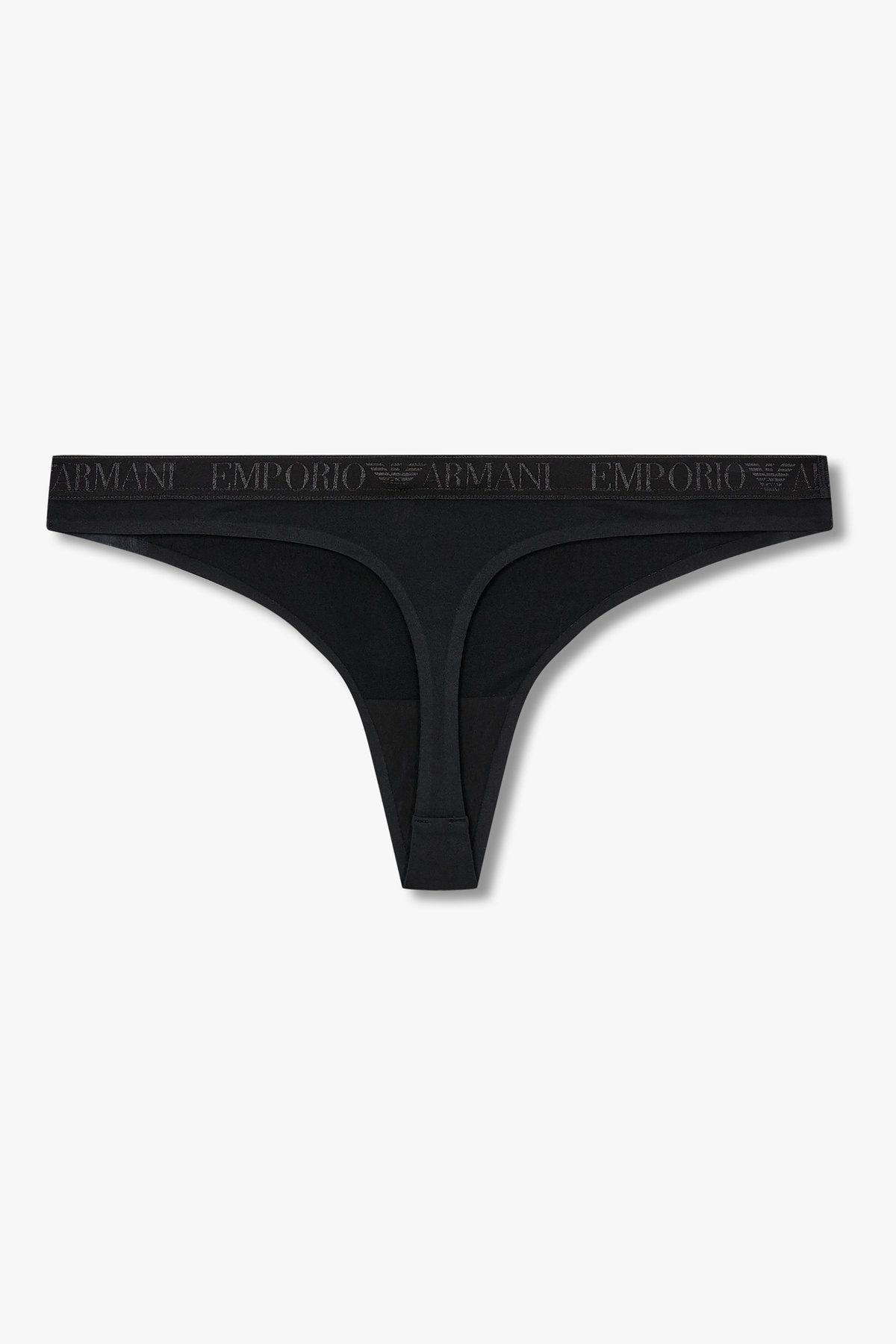 엠포리오 아르마니 언더웨어(EMPORIO ARMANI UNDERWEAR) 여성 샤이닝 로고 밴딩 티팬티_블랙 0825310511