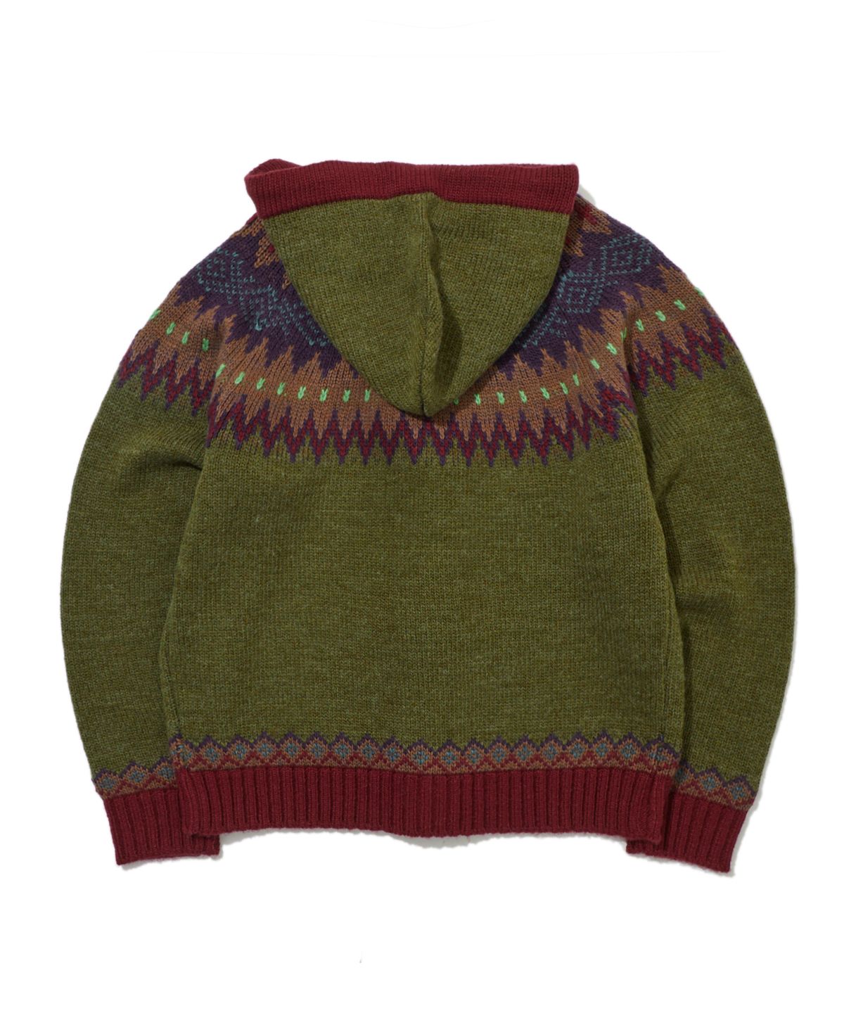 펜필드(PENFIELD) 노르딕 더플 니트 후드 올리브_FR3KH30U
