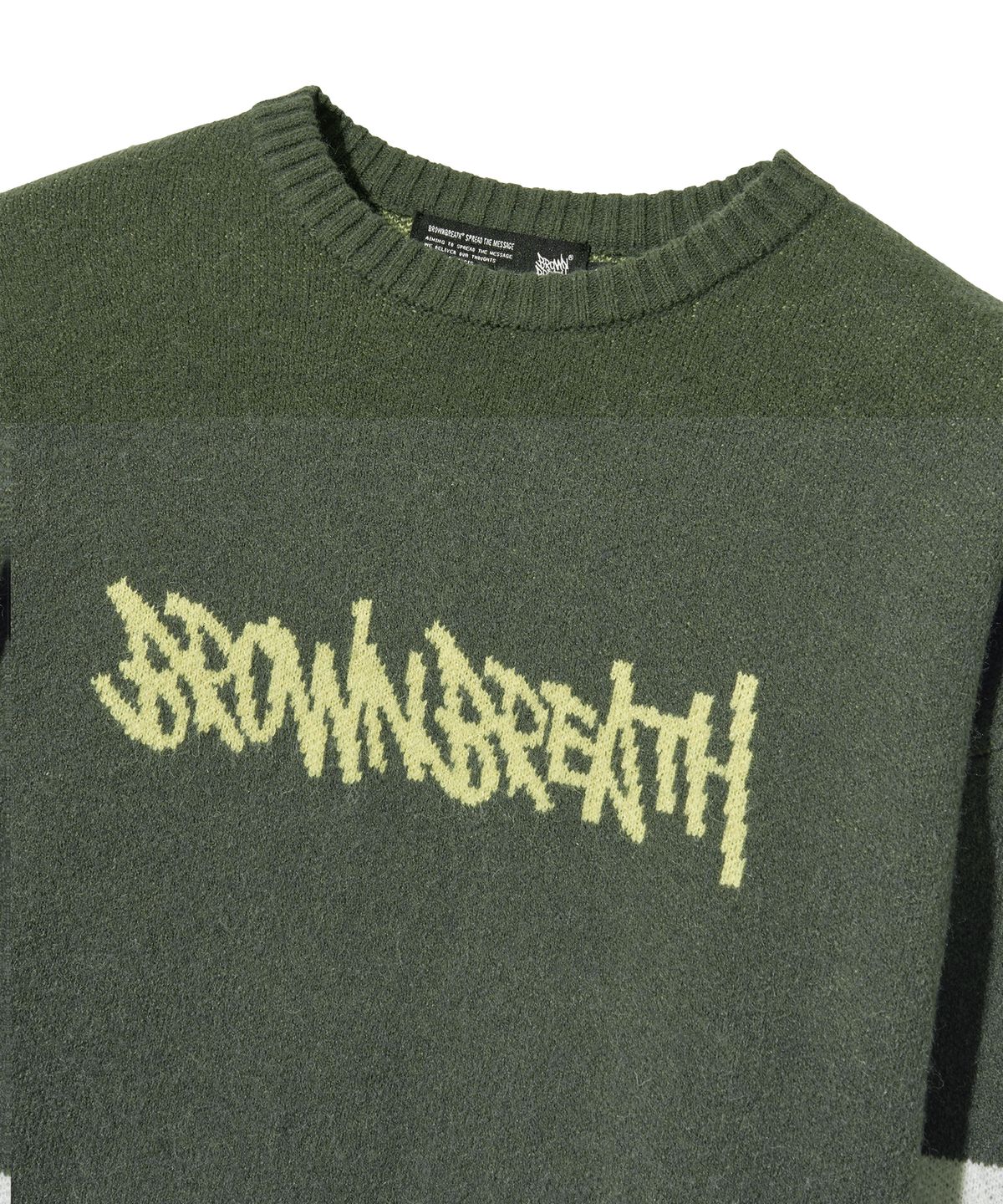 브라운브레스 키즈(BROWNBREATH KIDS) KIDS STAMP KNIT PULLOVER - KHAKI