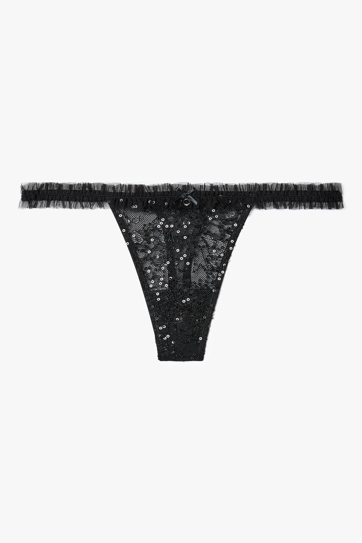 엠포리오 아르마니 언더웨어(EMPORIO ARMANI UNDERWEAR) 여성 시퀸 플라워 자카드 티팬티_블랙 0825310534