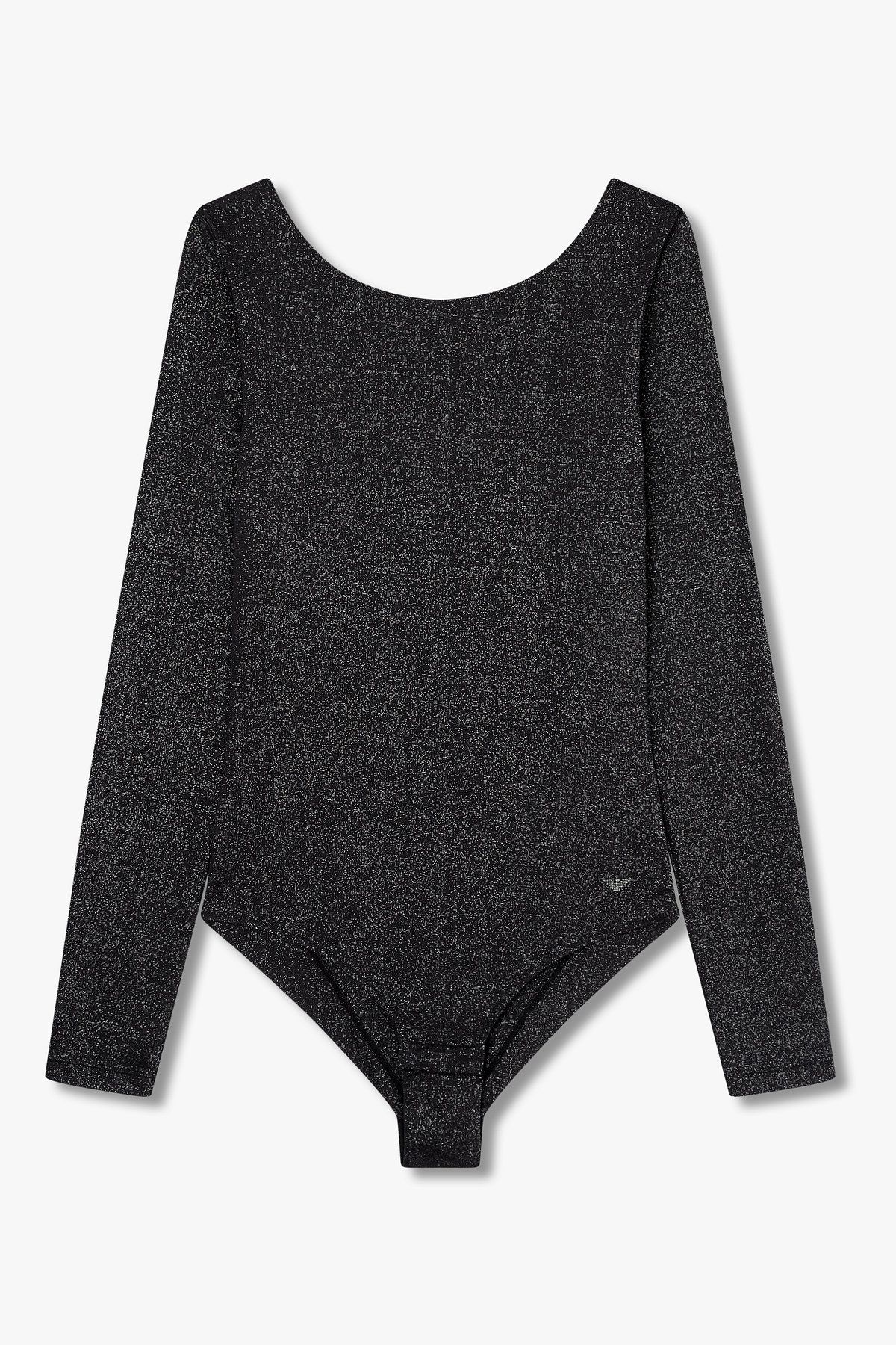 엠포리오 아르마니 언더웨어(EMPORIO ARMANI UNDERWEAR) 여성 이글 로고 메탈릭 바디수트_블랙 08W5318502