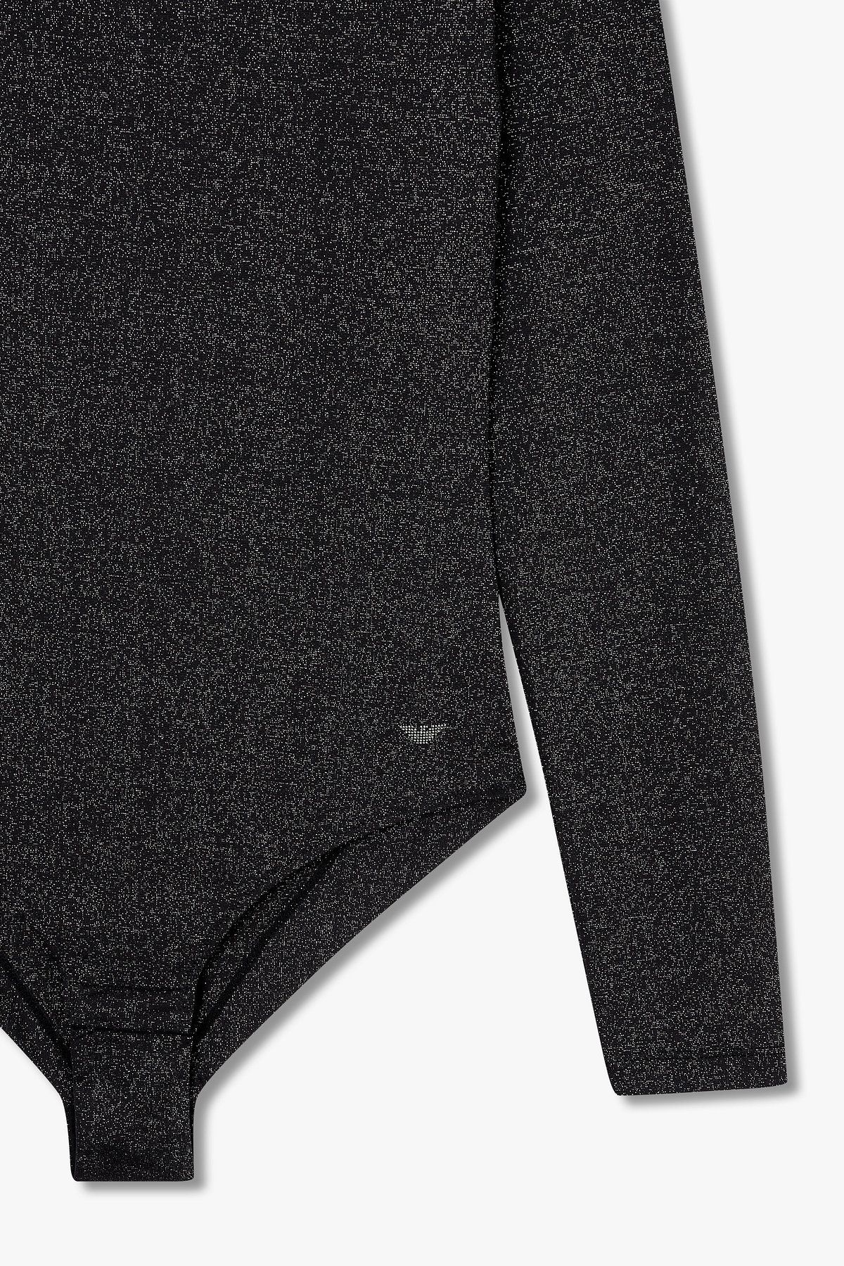엠포리오 아르마니 언더웨어(EMPORIO ARMANI UNDERWEAR) 여성 이글 로고 메탈릭 바디수트_블랙 08W5318502