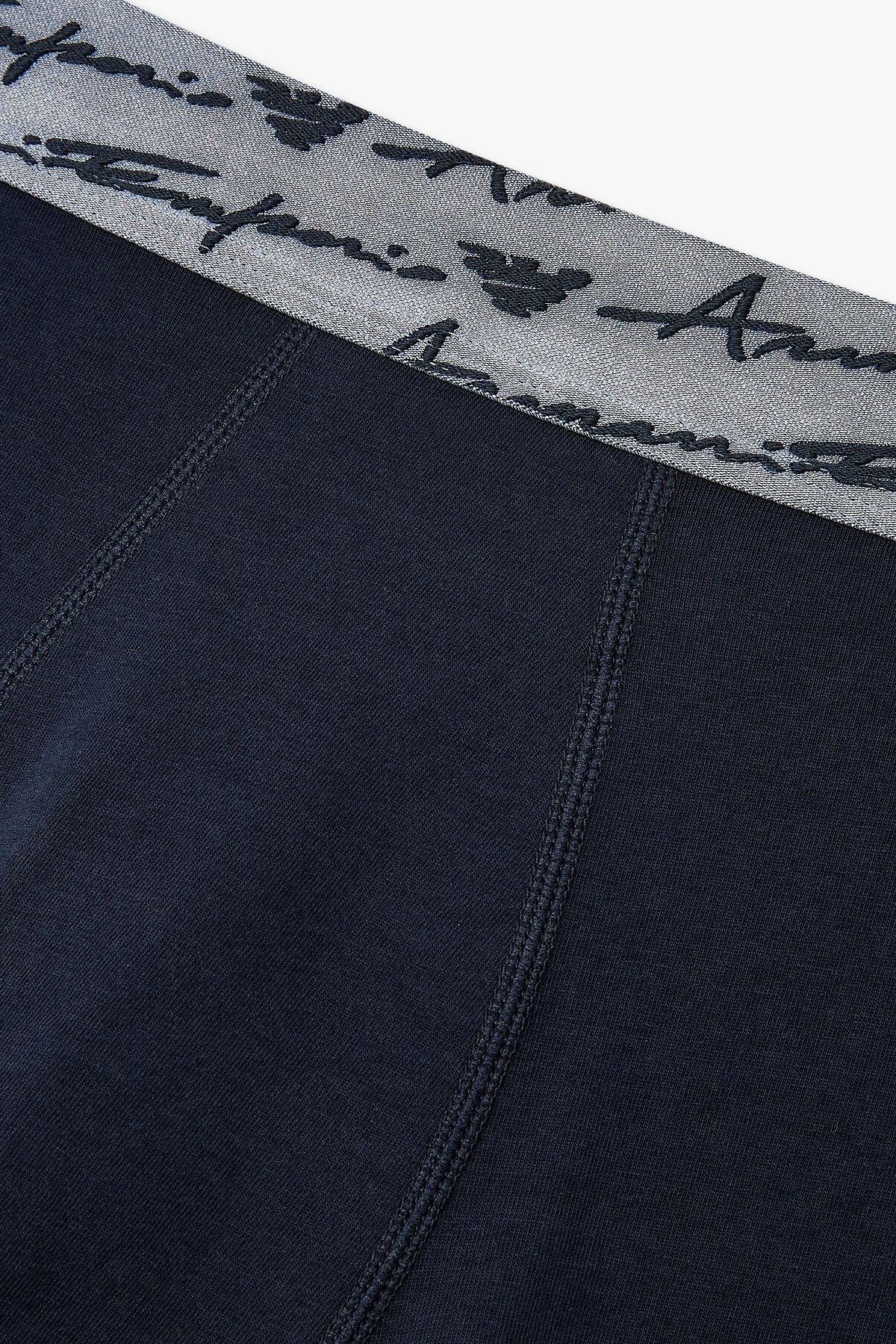 엠포리오 아르마니 언더웨어(EMPORIO ARMANI UNDERWEAR) 남성 커시브 로고 솔리드 밴딩 드로즈_네이비 0815312066