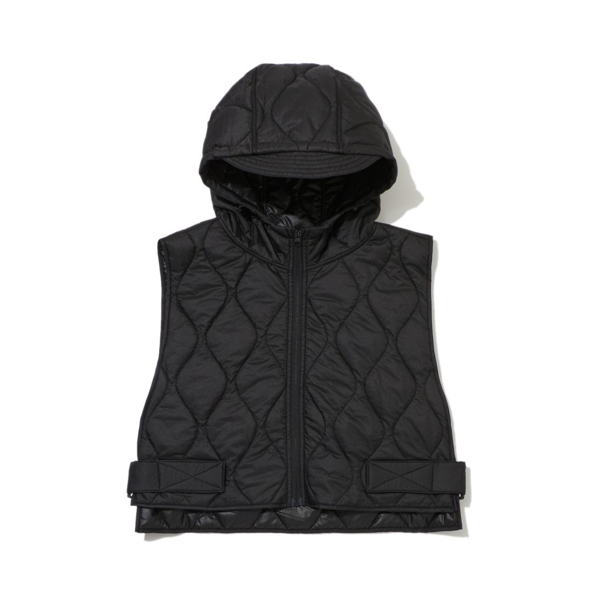 펜필드(PENFIELD) 사이드 어드저스트나일론 퀼팅 후드 베스트 블랙_FR4WV44U