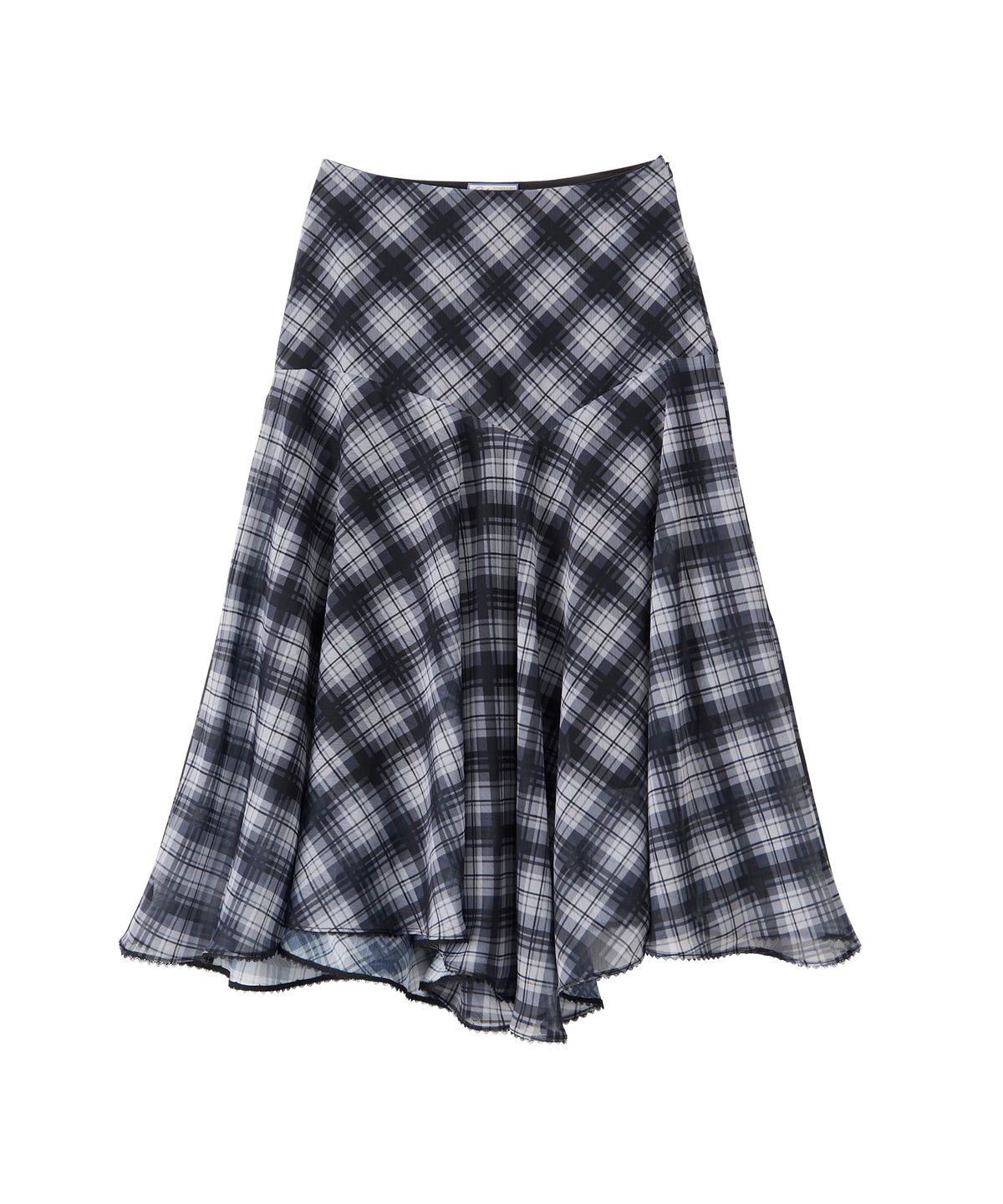 살롱 드 욘(SALON DE YOHN) Unbalanced Check Skirt_ Black