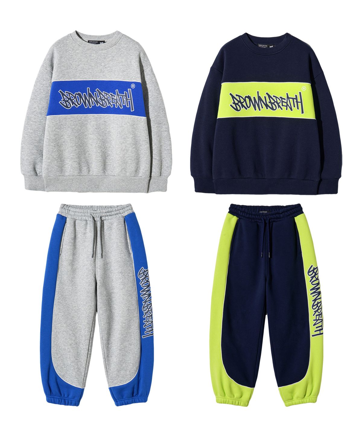 브라운브레스 키즈(BROWNBREATH KIDS) KIDS COLOR BLOCK CREWNECK SETUP(기모)_2COLOR