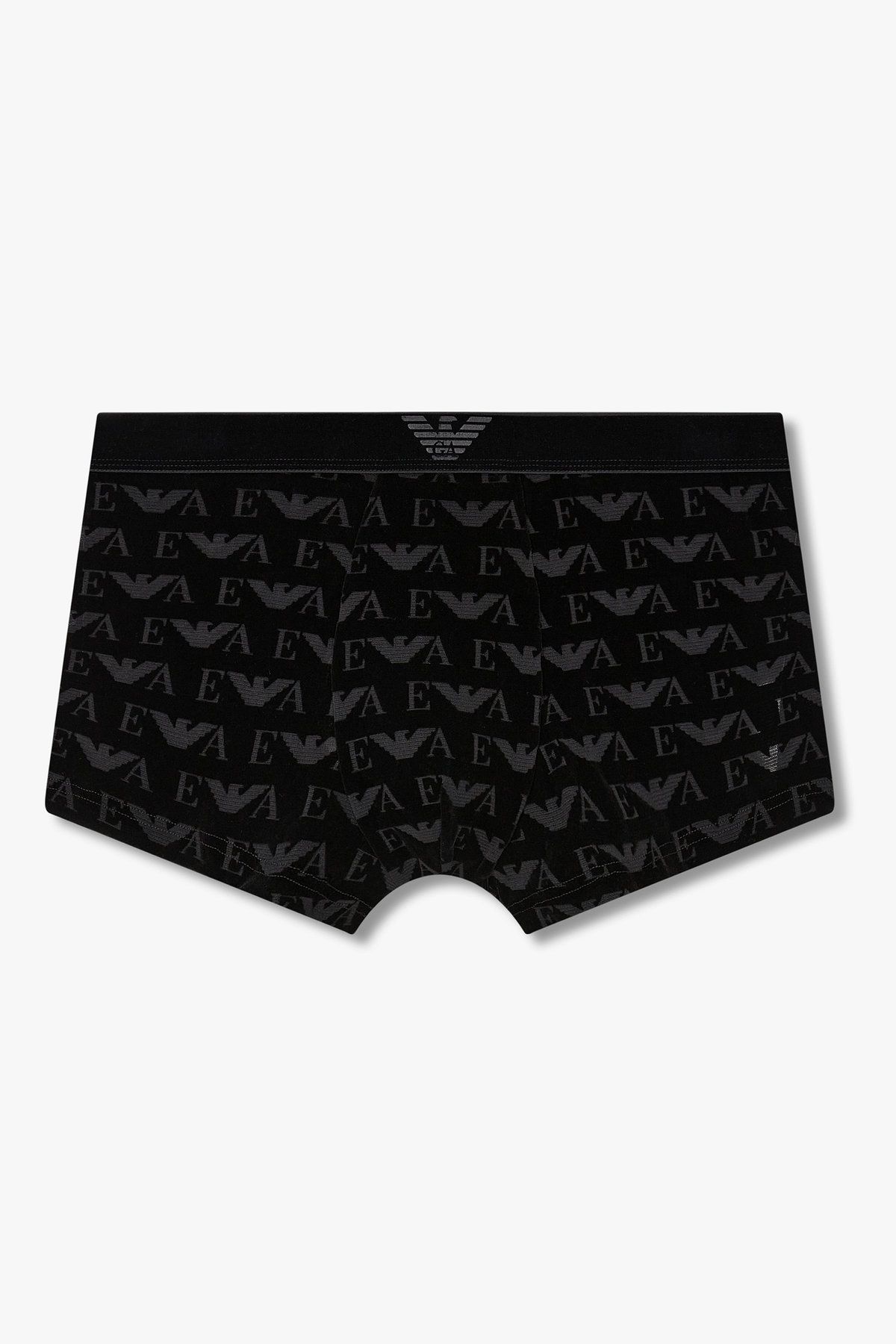 엠포리오 아르마니 언더웨어(EMPORIO ARMANI UNDERWEAR) 남성 벨루어 로고 패턴 밴딩 드로즈_블랙 0815312060
