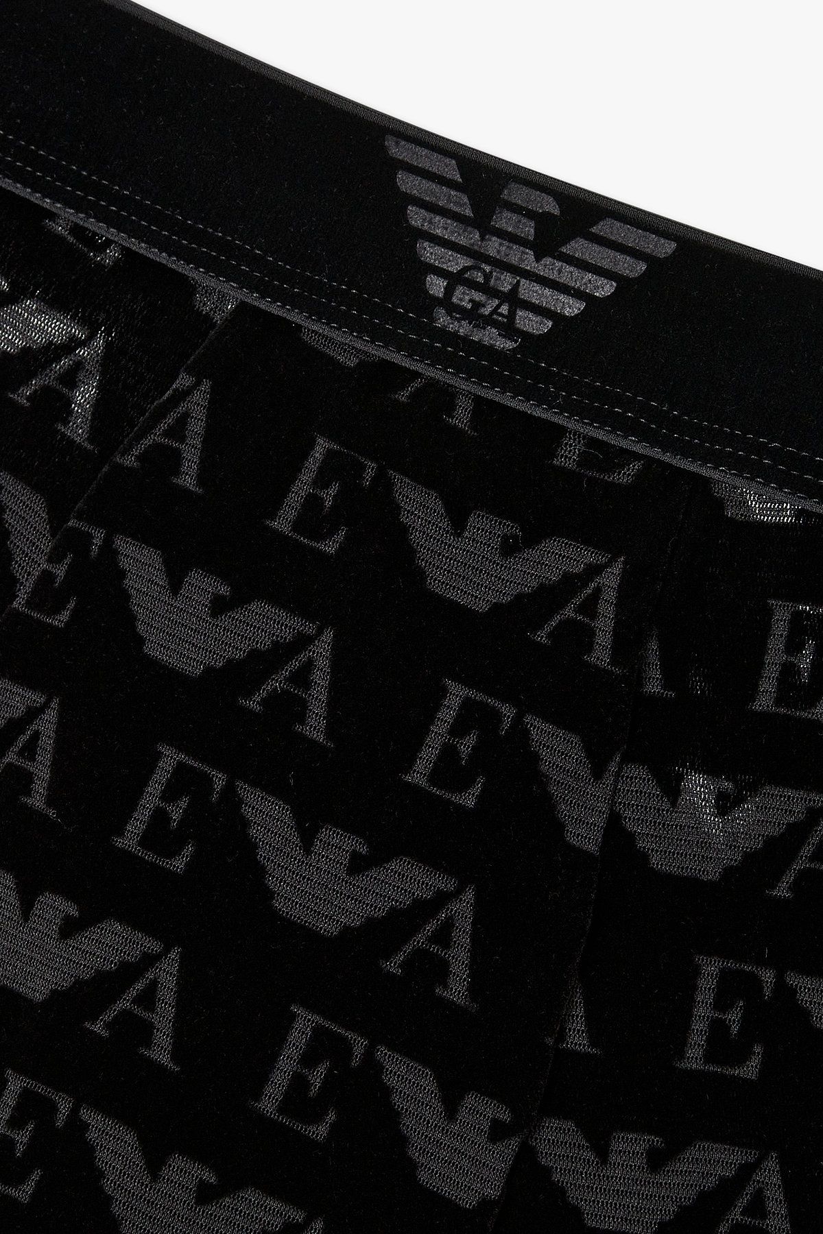 엠포리오 아르마니 언더웨어(EMPORIO ARMANI UNDERWEAR) 남성 벨루어 로고 패턴 밴딩 드로즈_블랙 0815312060
