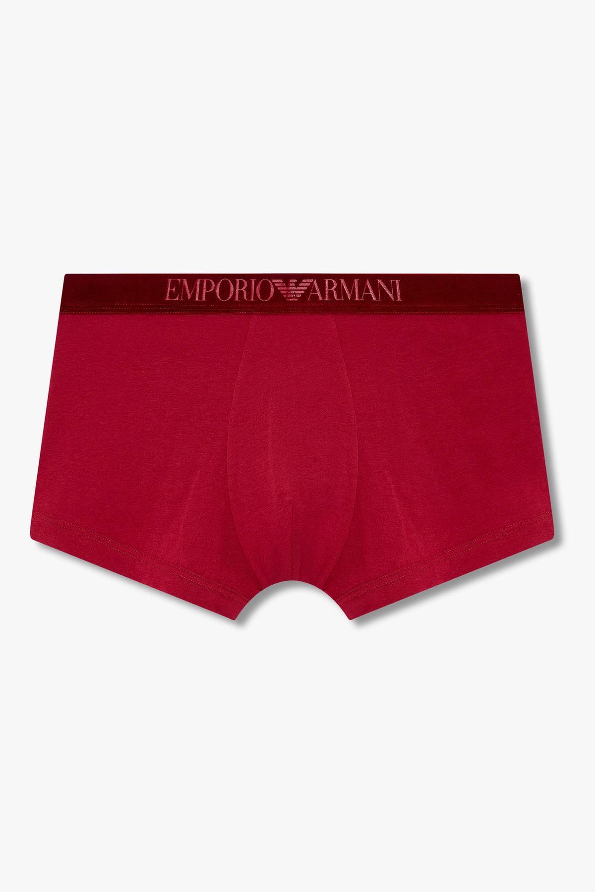 엠포리오 아르마니 언더웨어(EMPORIO ARMANI UNDERWEAR) 남성 웨이스트 벨벳 로고 코튼 드로즈_레드 0815312061