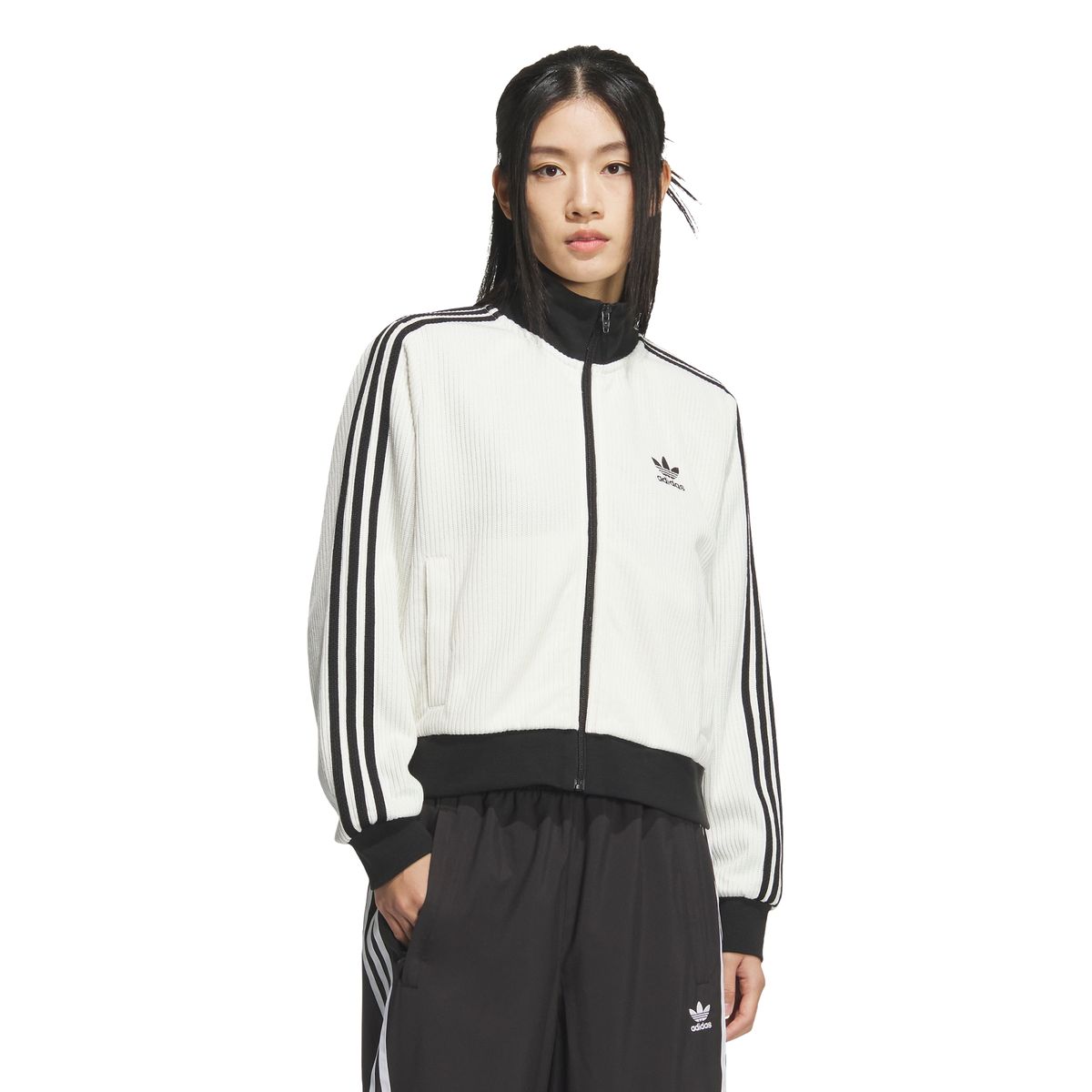 아디다스(ADIDAS) 니트 트랙탑 - 화이트:블랙 / KC2649