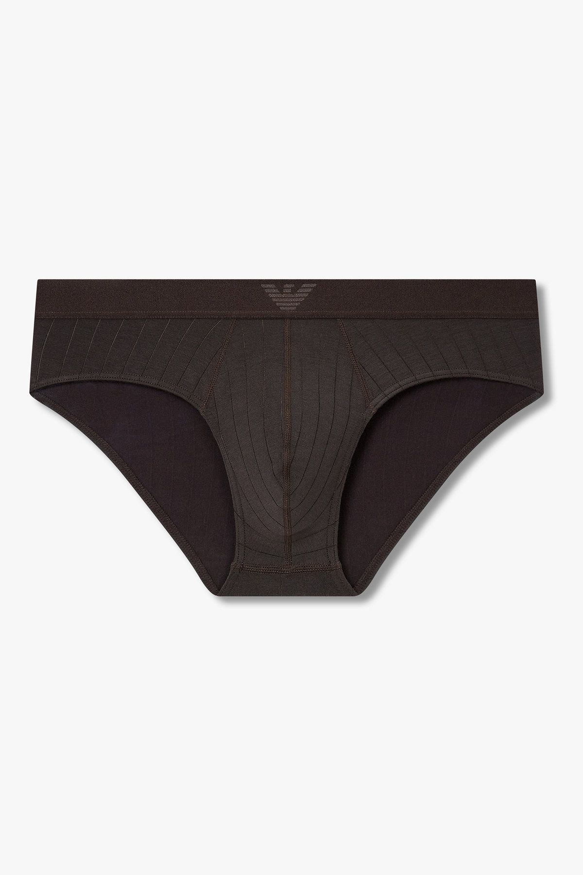 엠포리오 아르마니 언더웨어(EMPORIO ARMANI UNDERWEAR) 남성 이글 밴딩 스트라이프 레이온 브리프_초코 0815311046