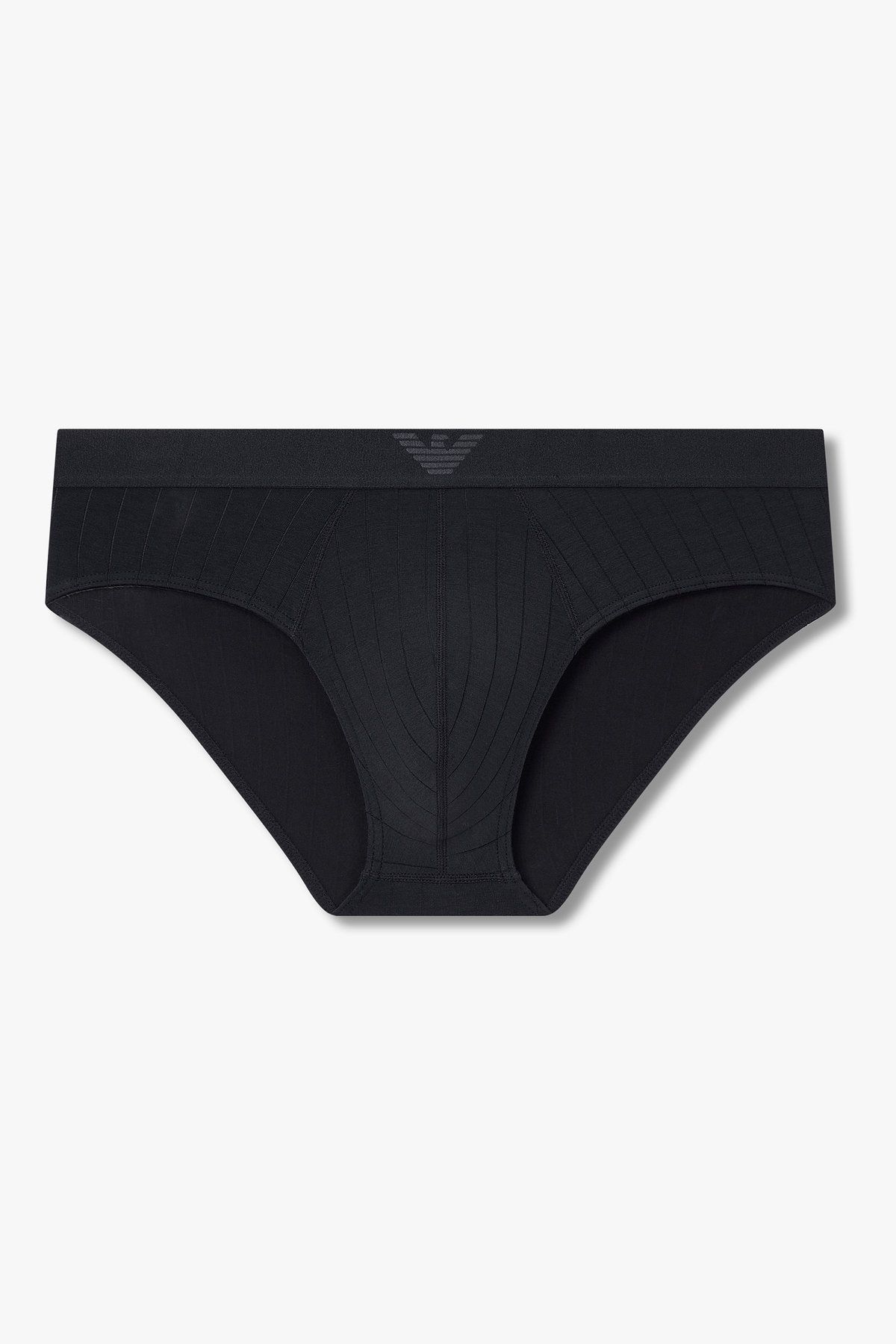 엠포리오 아르마니 언더웨어(EMPORIO ARMANI UNDERWEAR) 남성 이글 밴딩 스트라이프 레이온 브리프_블랙 0815311048