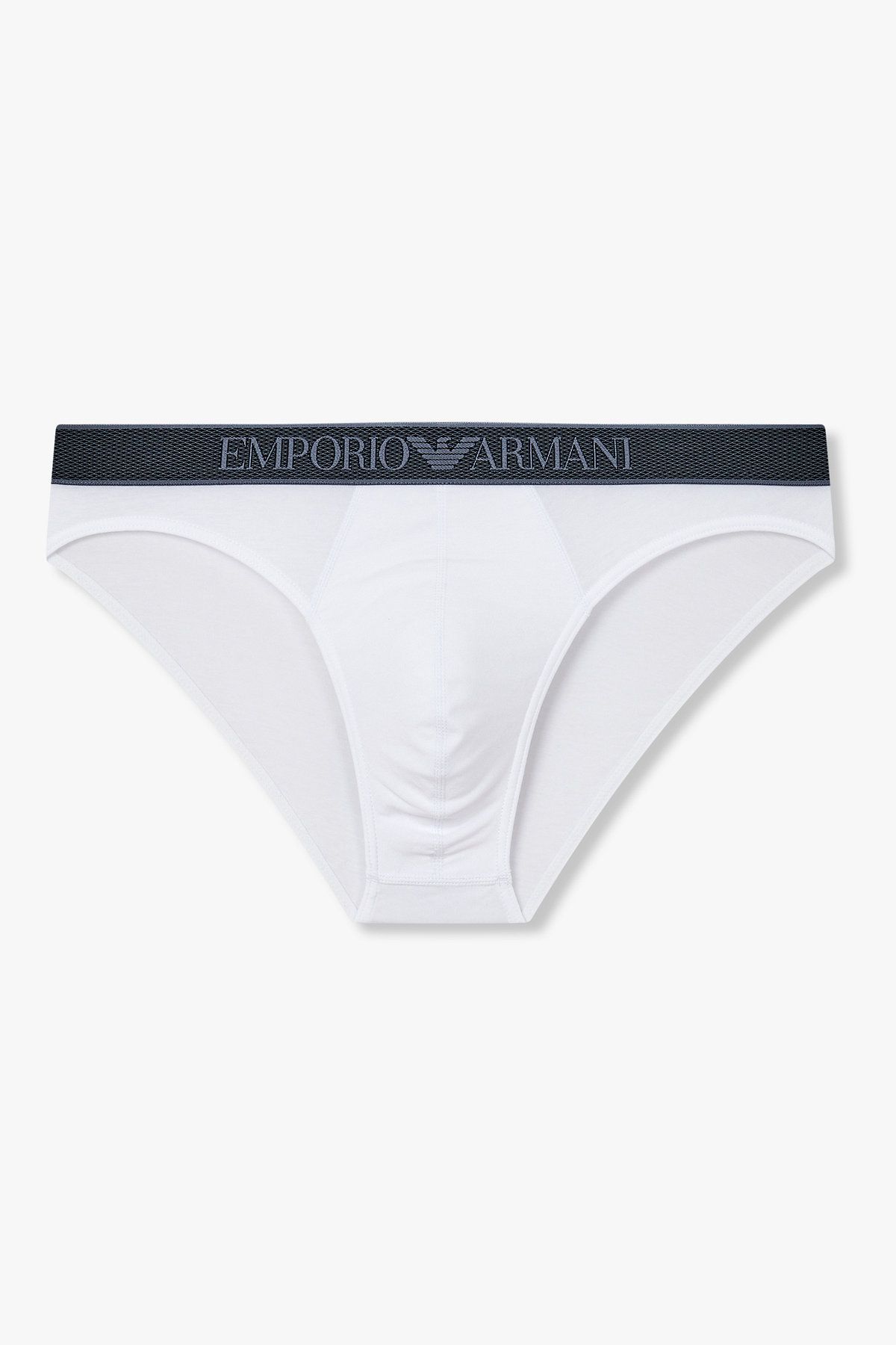 엠포리오 아르마니 언더웨어(EMPORIO ARMANI UNDERWEAR) 남성 웨이스트 패턴 자수 로고 브리프_화이트 0815311005