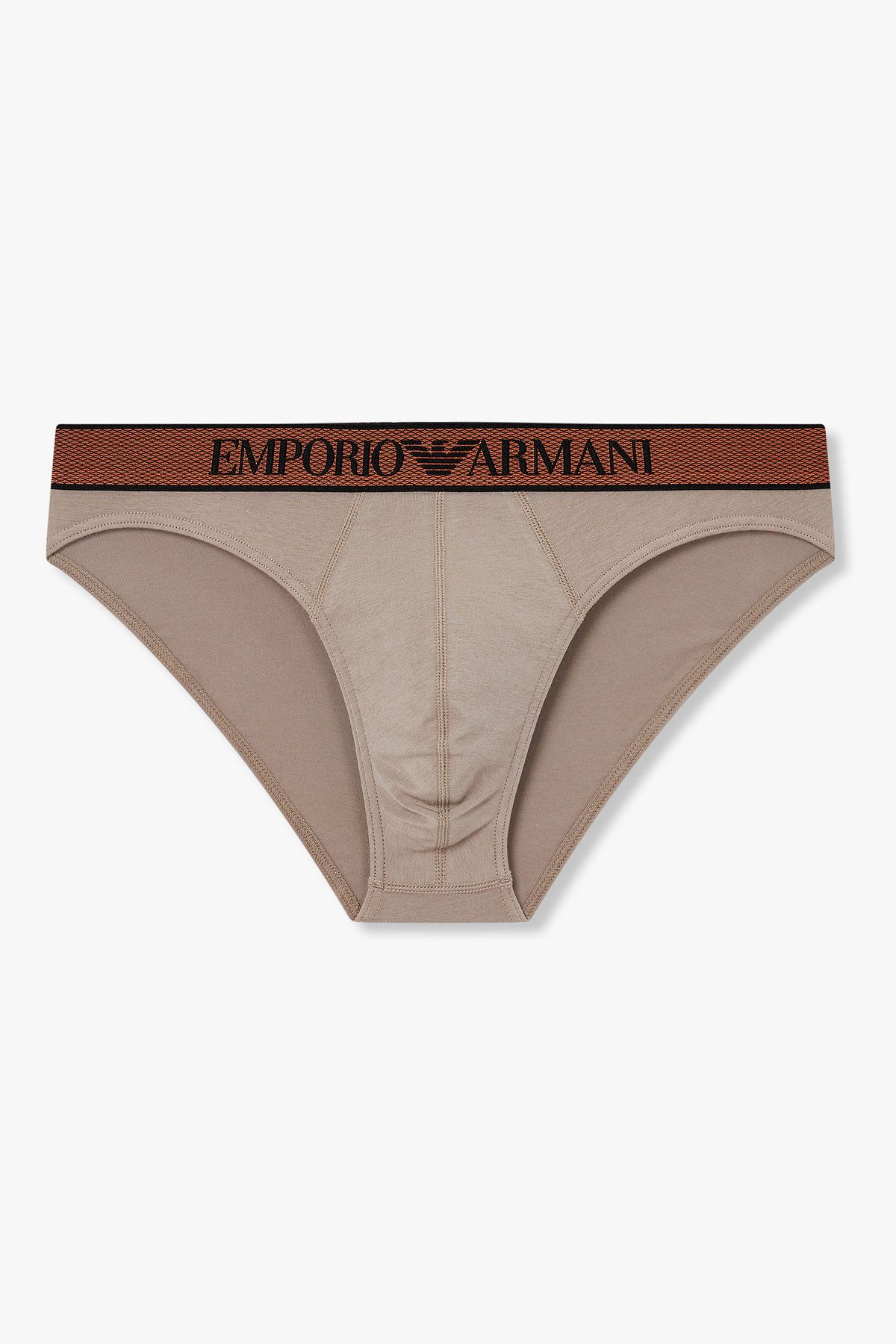 엠포리오 아르마니 언더웨어(EMPORIO ARMANI UNDERWEAR) 남성 웨이스트 패턴 자수 로고 브리프_다크 베이지 0815311007