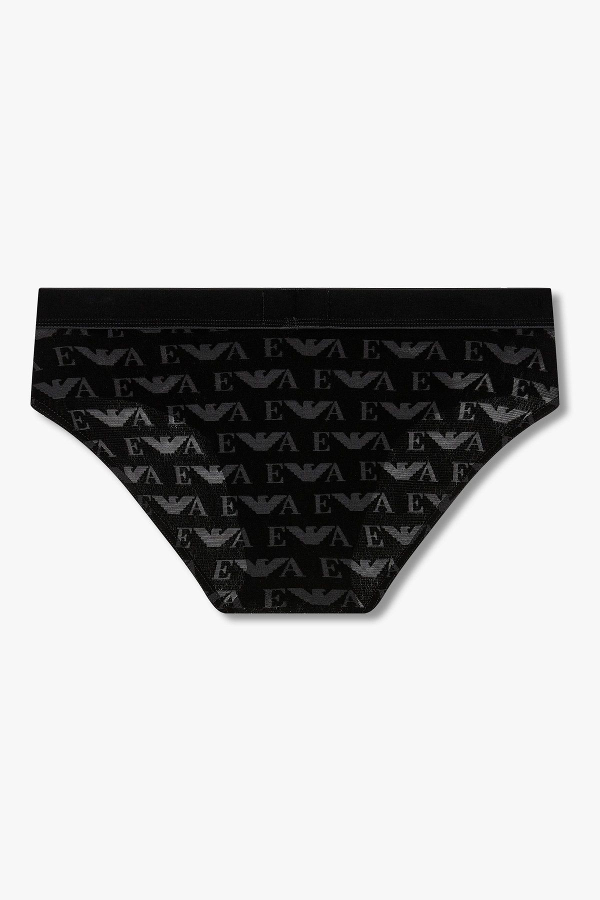 엠포리오 아르마니 언더웨어(EMPORIO ARMANI UNDERWEAR) 남성 벨루어 로고 패턴 밴딩 브리프_블랙 0815311049