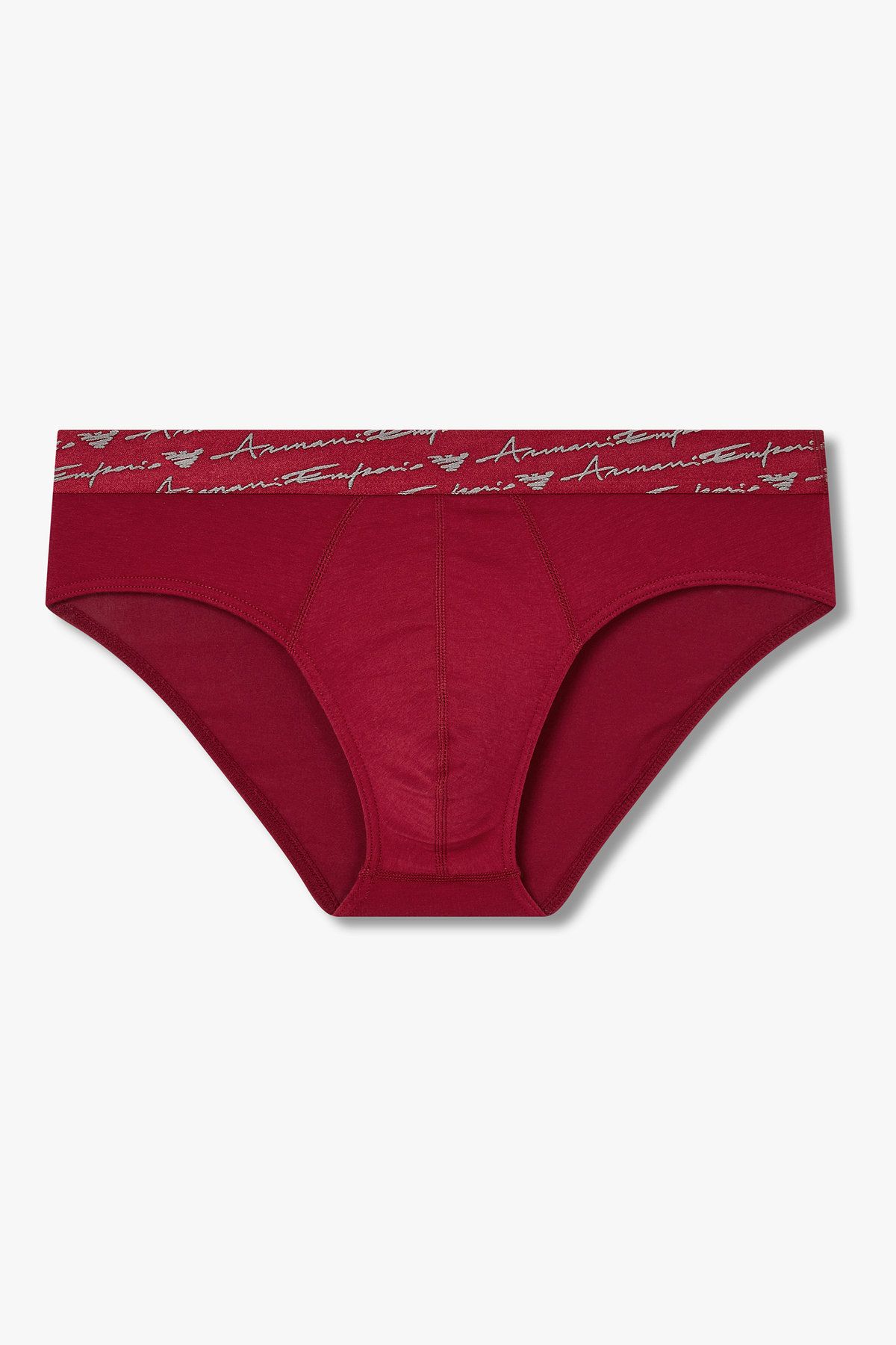 엠포리오 아르마니 언더웨어(EMPORIO ARMANI UNDERWEAR) 남성 커시브 로고 솔리드 밴딩 브리프_레드 0815311052