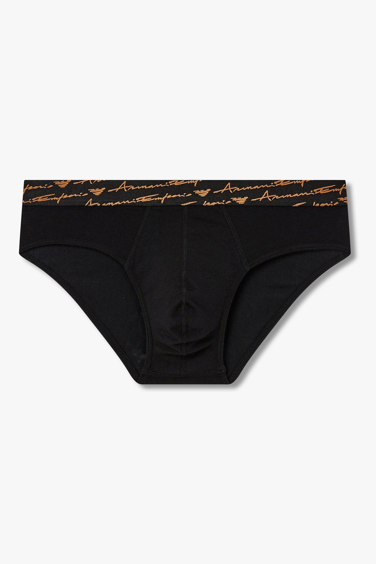 엠포리오 아르마니 언더웨어(EMPORIO ARMANI UNDERWEAR) 남성 커시브 로고 솔리드 밴딩 브리프_블랙 0815311055